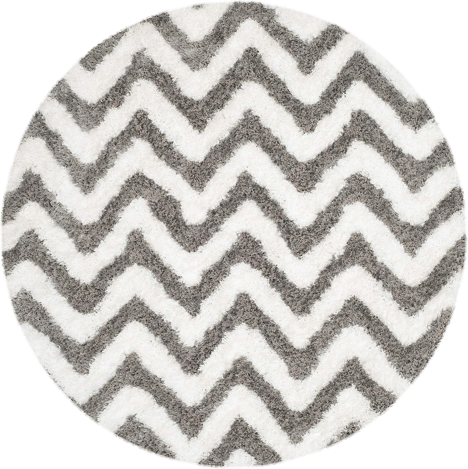 image:imageSAFAVIEH Barcelona Shag Collection Area Rug 9 x 12 Graphite amp Ivory Handmade Chevron 175inch Thick Ideal for High Traffic Areas in Living Room Bedroom BSG320DIvorySilver