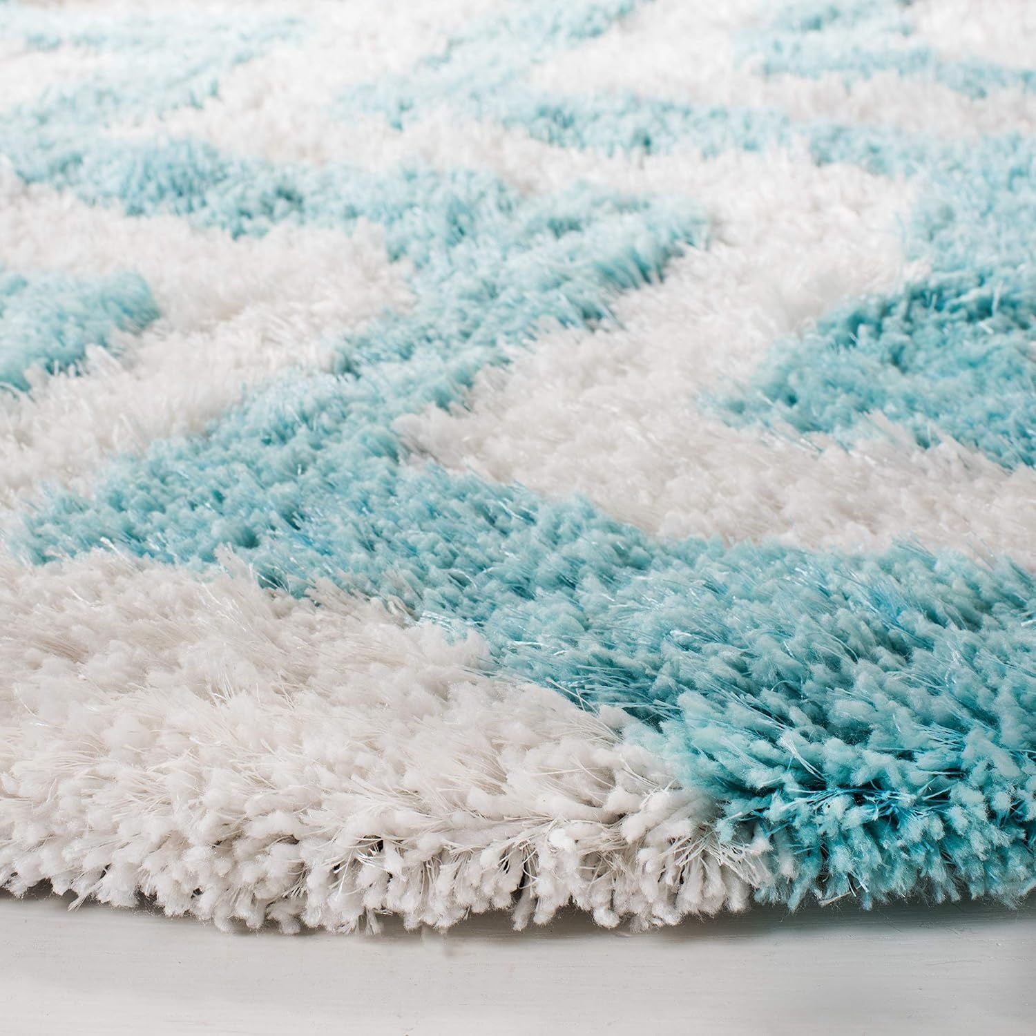 image:imageSAFAVIEH Barcelona Shag Collection Area Rug 9 x 12 Graphite amp Ivory Handmade Chevron 175inch Thick Ideal for High Traffic Areas in Living Room Bedroom BSG320DIvoryBlue
