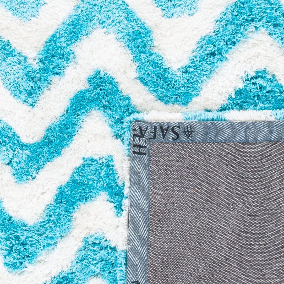 image:imageSAFAVIEH Barcelona Shag Collection Area Rug 9 x 12 Graphite amp Ivory Handmade Chevron 175inch Thick Ideal for High Traffic Areas in Living Room Bedroom BSG320DIvoryBlue