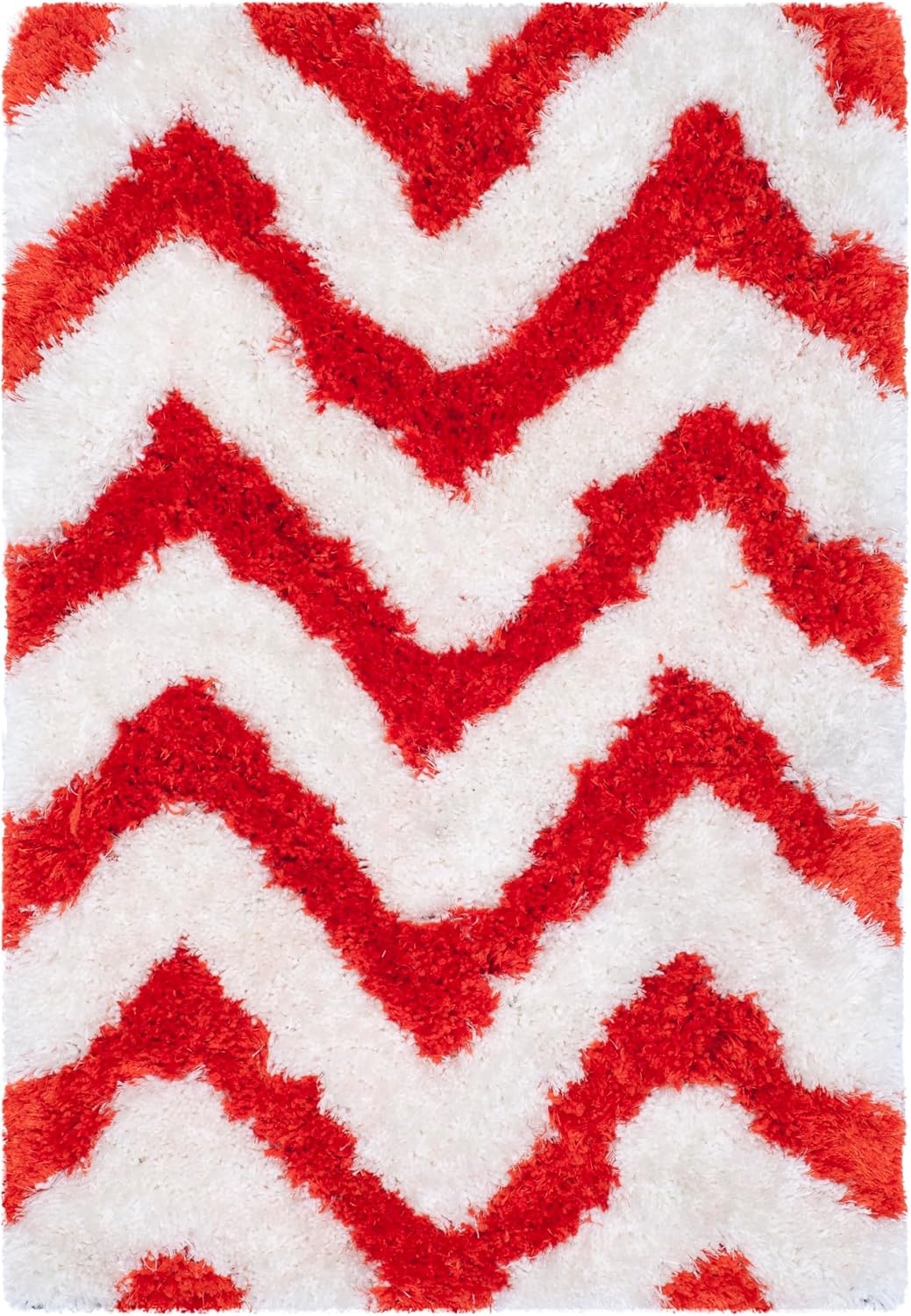 image:imageSAFAVIEH Barcelona Shag Collection Area Rug 9 x 12 Graphite amp Ivory Handmade Chevron 175inch Thick Ideal for High Traffic Areas in Living Room Bedroom BSG320DIvoryRust