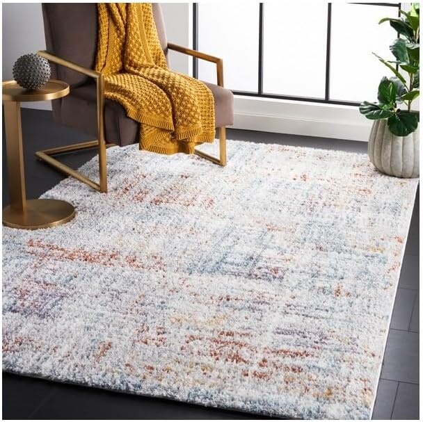 image:imageSAFAVIEH Berber Shag Collection Area Rug 9 x 12 Blue Rust amp Ivory Modern Abstract Design NonShedding amp Easy Care 125inch Thick Ideal for High Traffic Areas in Living Room Bedroom BER569ABlue RustIvory