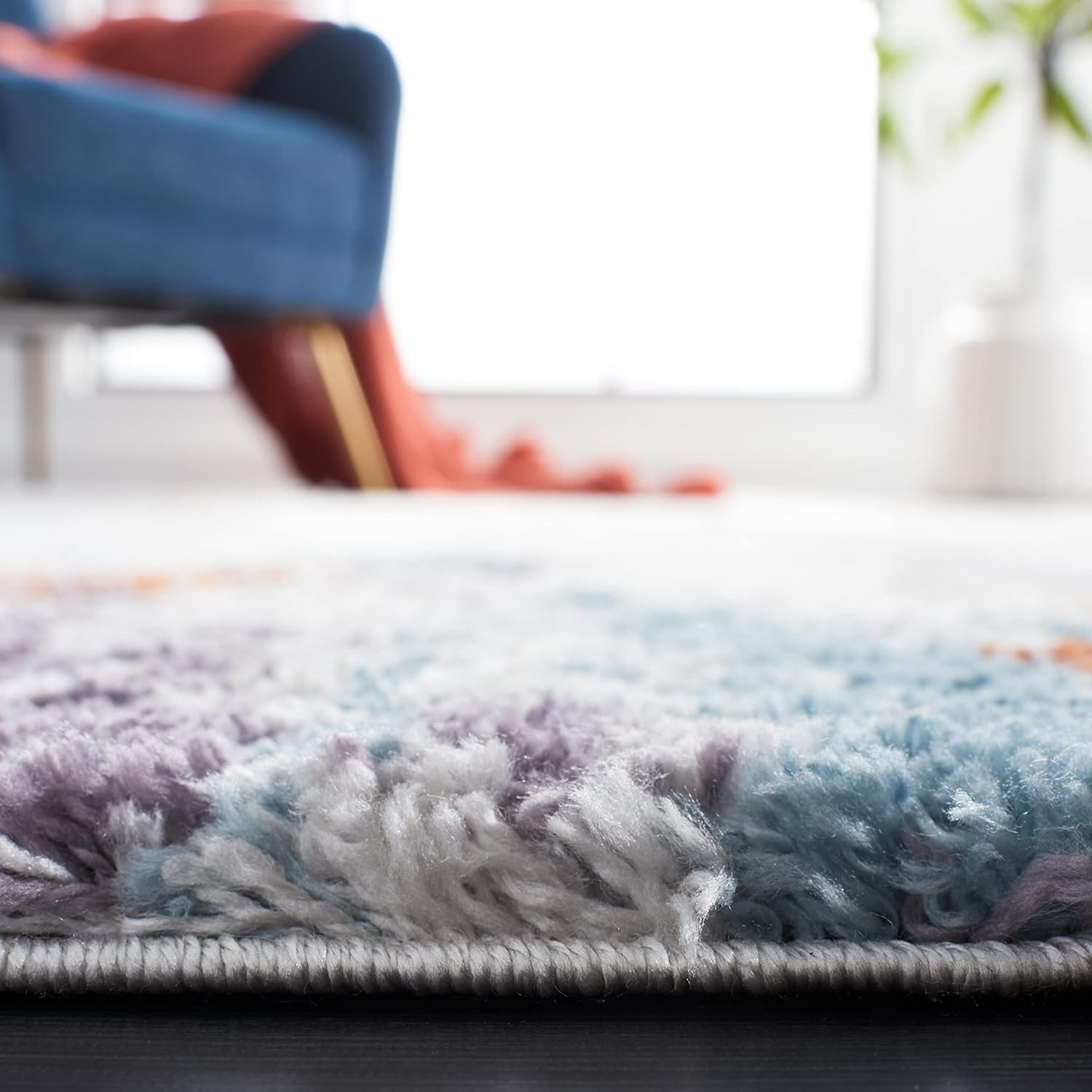 image:imageSAFAVIEH Berber Shag Collection Area Rug 9 x 12 Blue Rust amp Ivory Modern Abstract Design NonShedding amp Easy Care 125inch Thick Ideal for High Traffic Areas in Living Room Bedroom BER543ABlue RustIvory