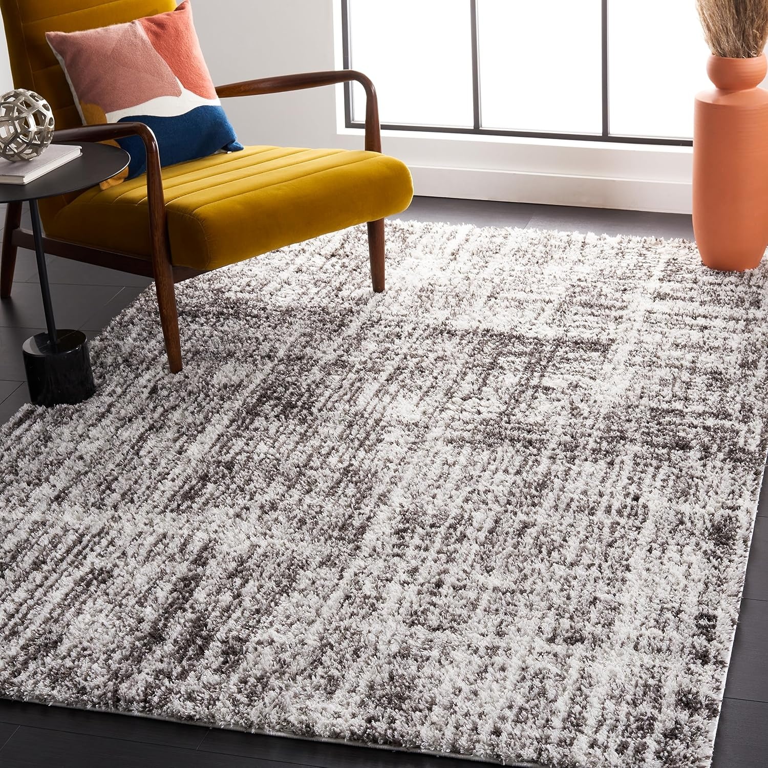 image:imageSAFAVIEH Berber Shag Collection Area Rug 9 x 12 Blue Rust amp Ivory Modern Abstract Design NonShedding amp Easy Care 125inch Thick Ideal for High Traffic Areas in Living Room Bedroom BER569AGreyDark Grey