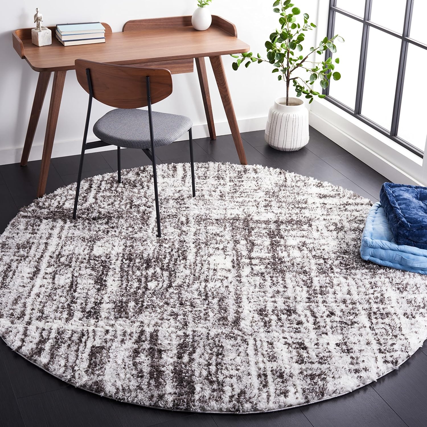 image:imageSAFAVIEH Berber Shag Collection Area Rug 9 x 12 Blue Rust amp Ivory Modern Abstract Design NonShedding amp Easy Care 125inch Thick Ideal for High Traffic Areas in Living Room Bedroom BER569AGreyDark Grey