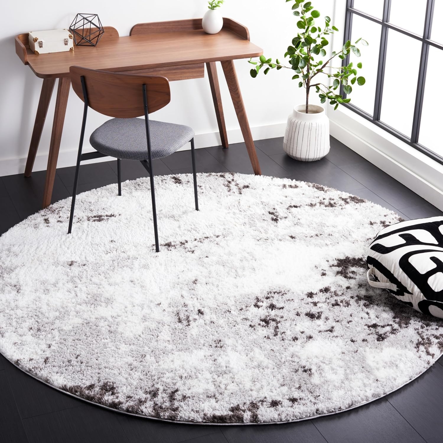 image:imageSAFAVIEH Berber Shag Collection Area Rug 9 x 12 Blue Rust amp Ivory Modern Abstract Design NonShedding amp Easy Care 125inch Thick Ideal for High Traffic Areas in Living Room Bedroom BER543AGreyDark Grey