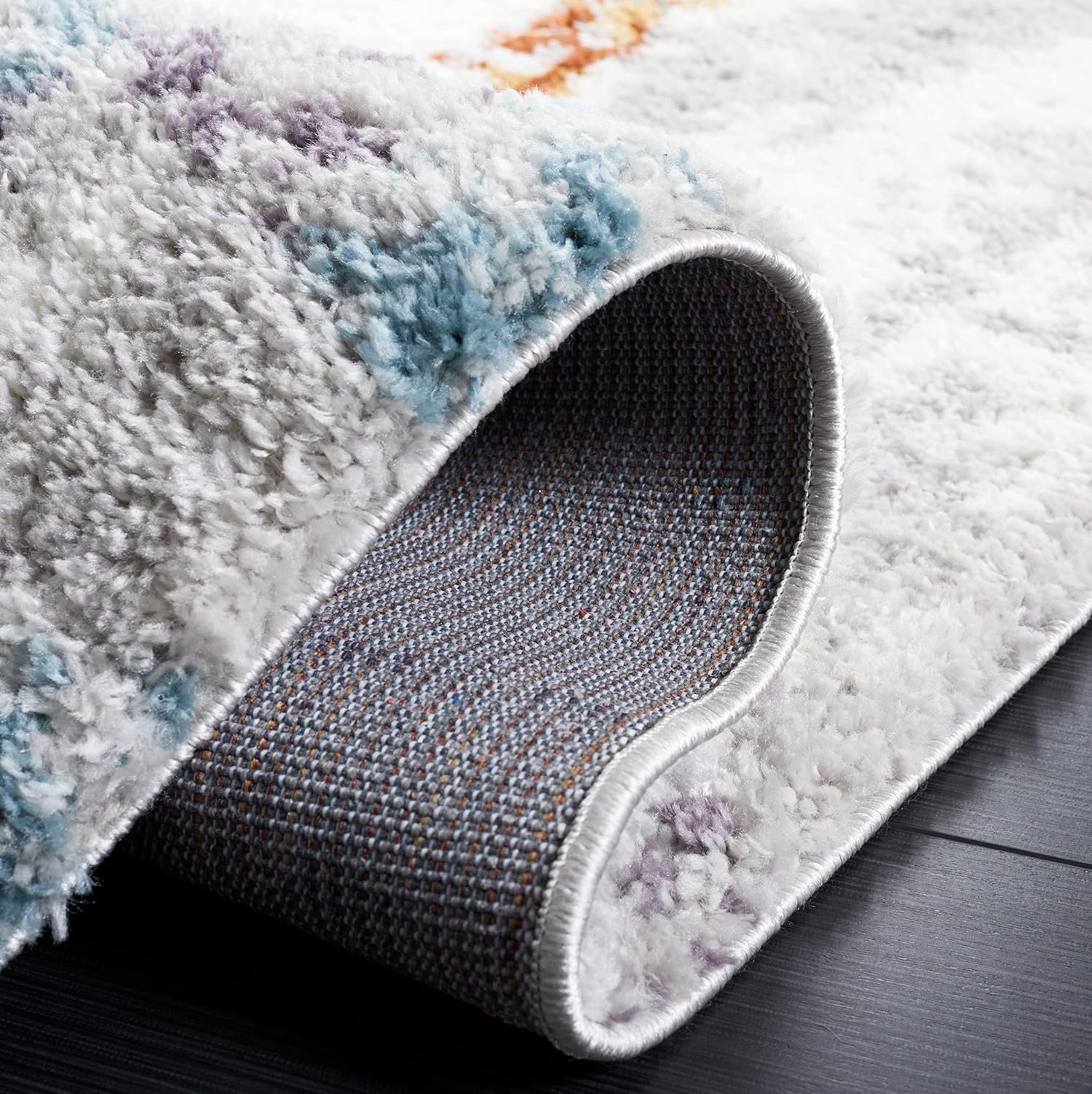 image:imageSAFAVIEH Berber Shag Collection Area Rug 9 x 12 Blue Rust amp Ivory Modern Abstract Design NonShedding amp Easy Care 125inch Thick Ideal for High Traffic Areas in Living Room Bedroom BER543ABlue RustIvory