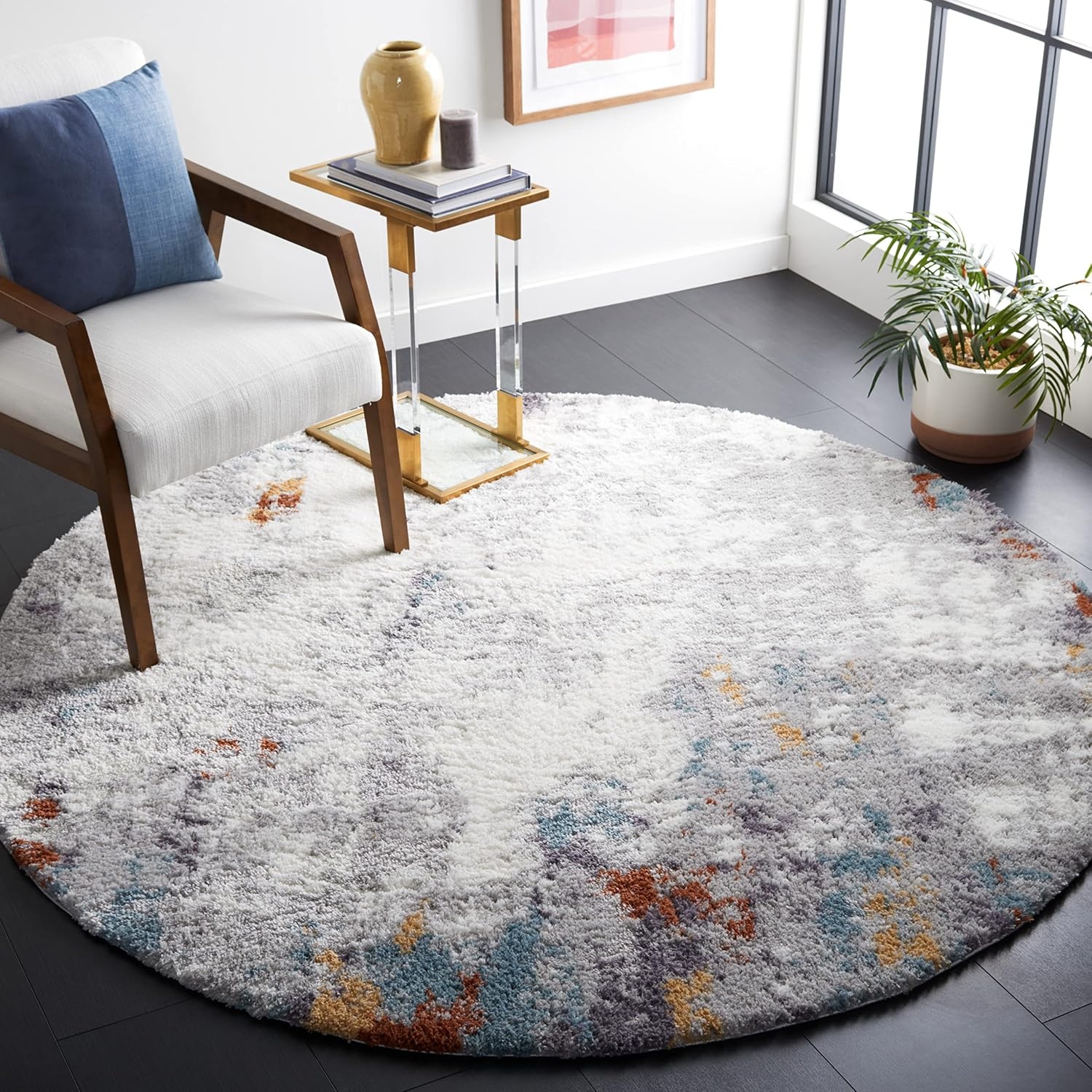 image:imageSAFAVIEH Berber Shag Collection Area Rug 9 x 12 Blue Rust amp Ivory Modern Abstract Design NonShedding amp Easy Care 125inch Thick Ideal for High Traffic Areas in Living Room Bedroom BER543ABlue RustIvory