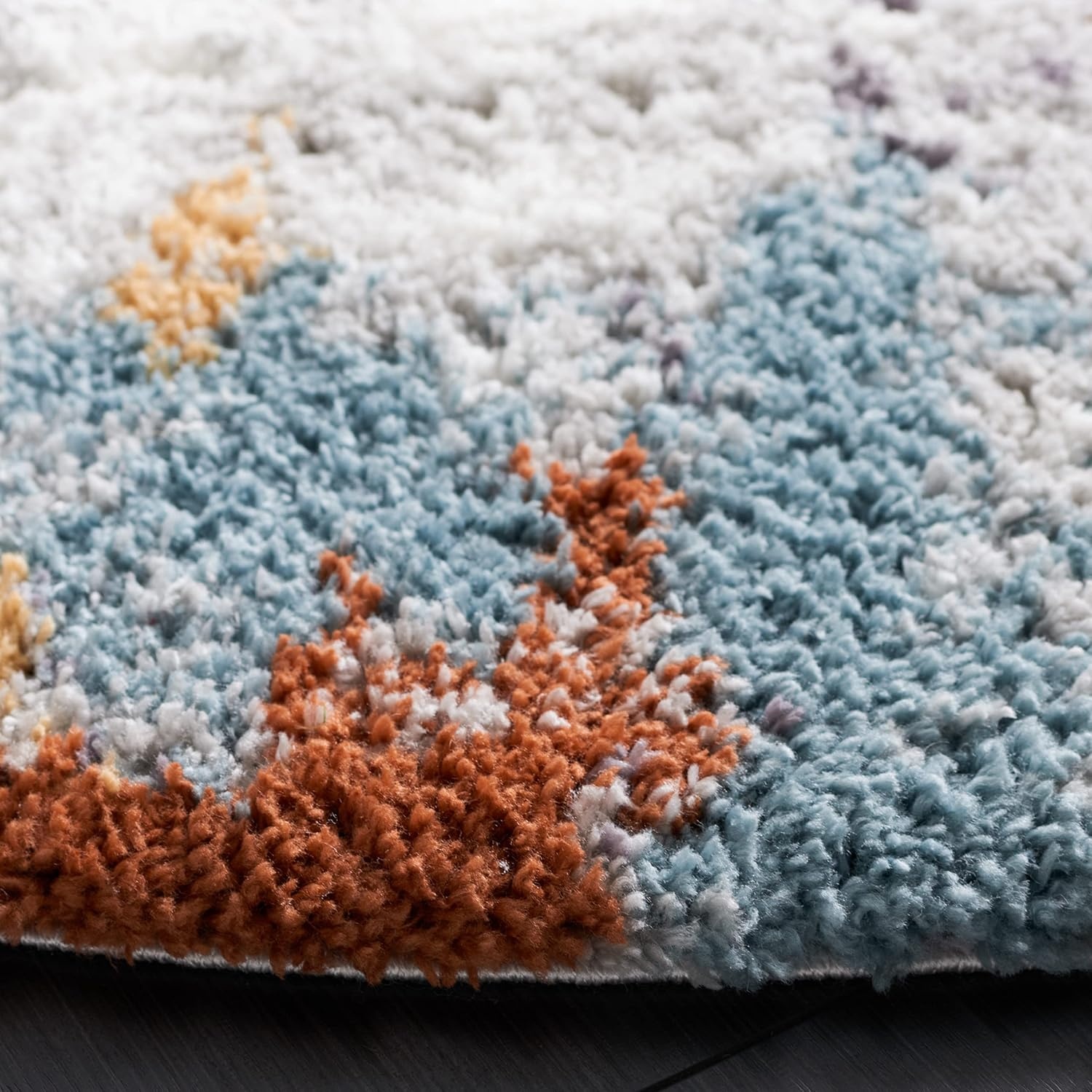image:imageSAFAVIEH Berber Shag Collection Area Rug 9 x 12 Blue Rust amp Ivory Modern Abstract Design NonShedding amp Easy Care 125inch Thick Ideal for High Traffic Areas in Living Room Bedroom BER543ABlue RustIvory