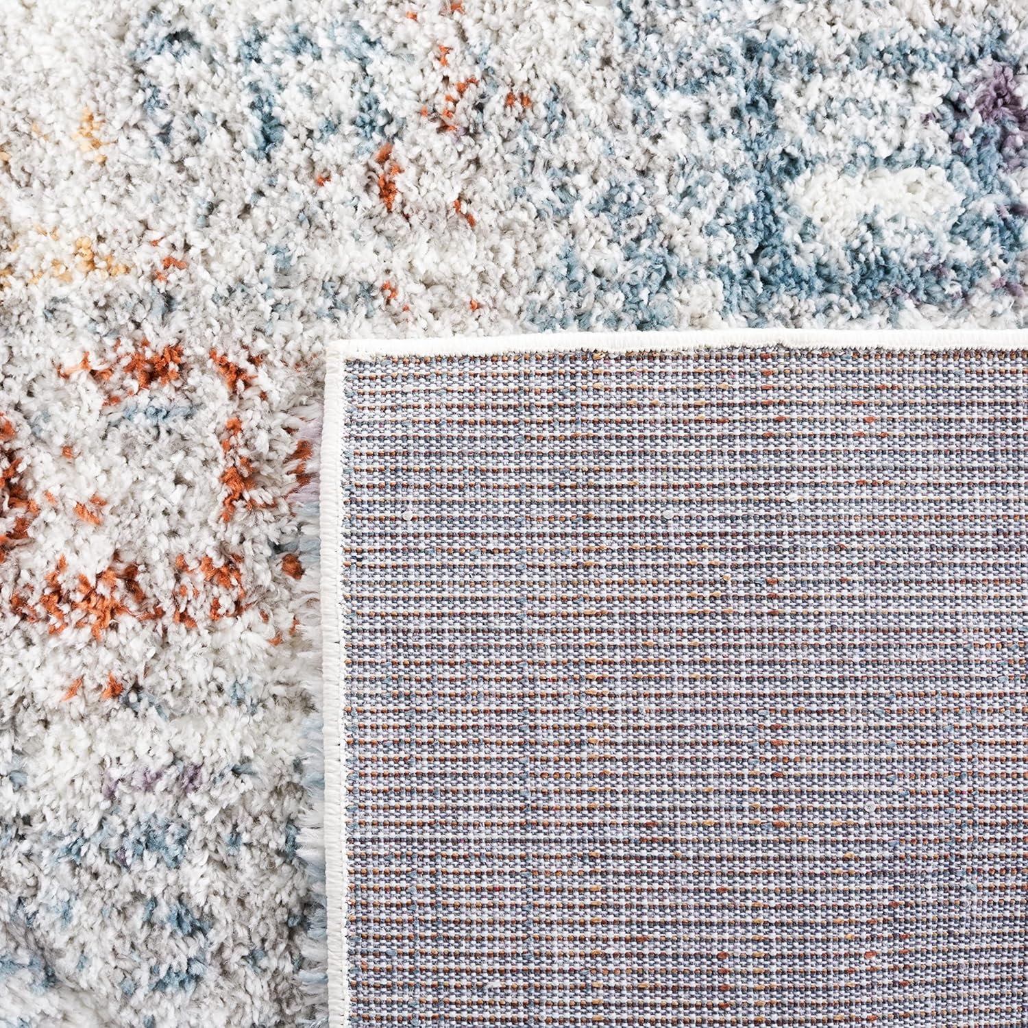 image:imageSAFAVIEH Berber Shag Collection Area Rug 9 x 12 Blue Rust amp Ivory Modern Abstract Design NonShedding amp Easy Care 125inch Thick Ideal for High Traffic Areas in Living Room Bedroom BER569ABlue RustIvory