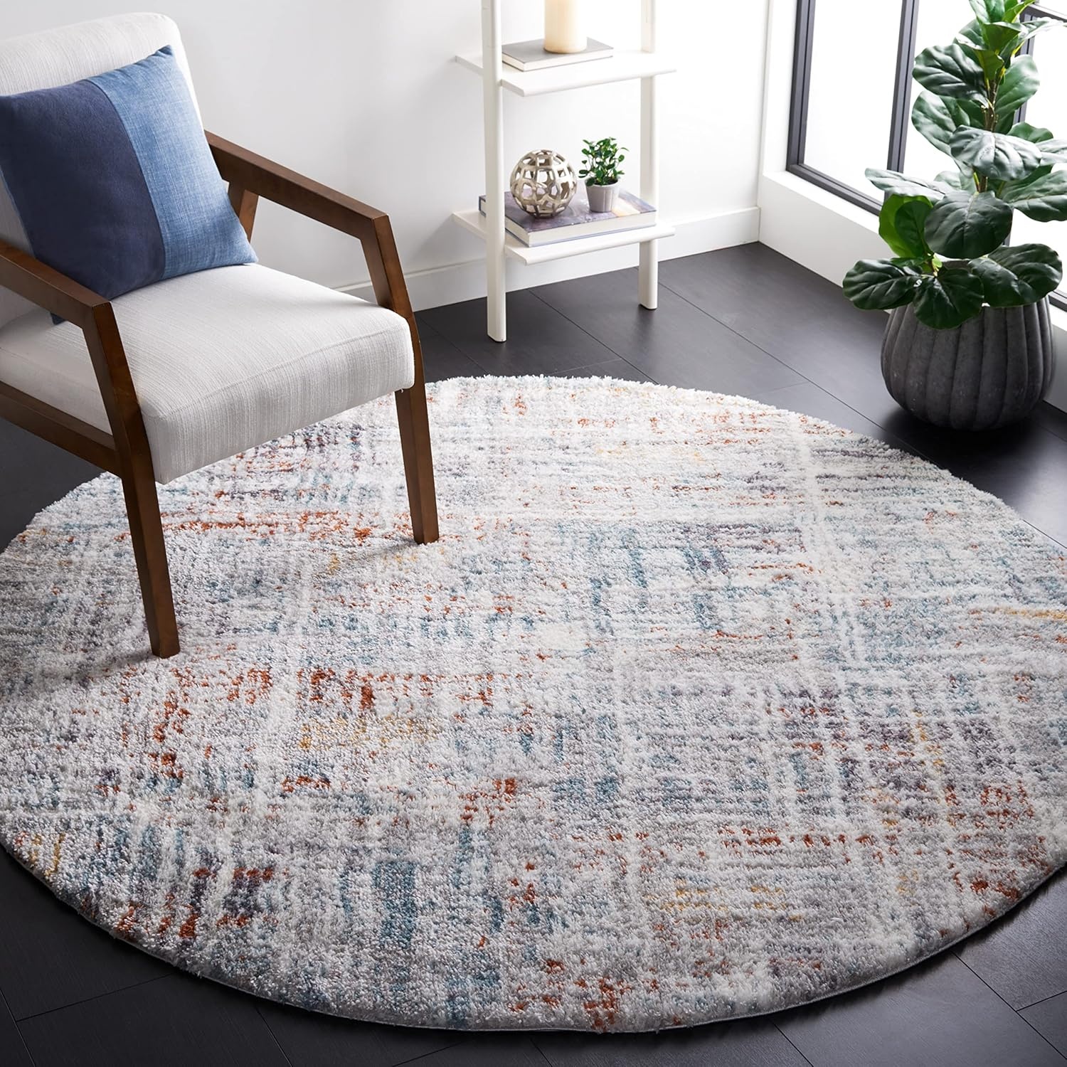image:imageSAFAVIEH Berber Shag Collection Area Rug 9 x 12 Blue Rust amp Ivory Modern Abstract Design NonShedding amp Easy Care 125inch Thick Ideal for High Traffic Areas in Living Room Bedroom BER569ABlue RustIvory