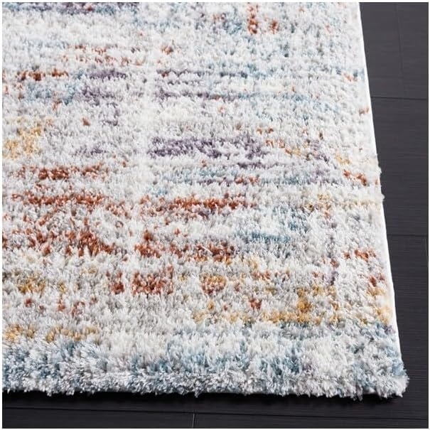 image:imageSAFAVIEH Berber Shag Collection Area Rug 9 x 12 Blue Rust amp Ivory Modern Abstract Design NonShedding amp Easy Care 125inch Thick Ideal for High Traffic Areas in Living Room Bedroom BER569ABlue RustIvory