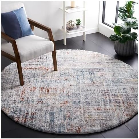 image:imageSAFAVIEH Berber Shag Collection Area Rug 9 x 12 Blue Rust amp Ivory Modern Abstract Design NonShedding amp Easy Care 125inch Thick Ideal for High Traffic Areas in Living Room Bedroom BER569ABlue RustIvory