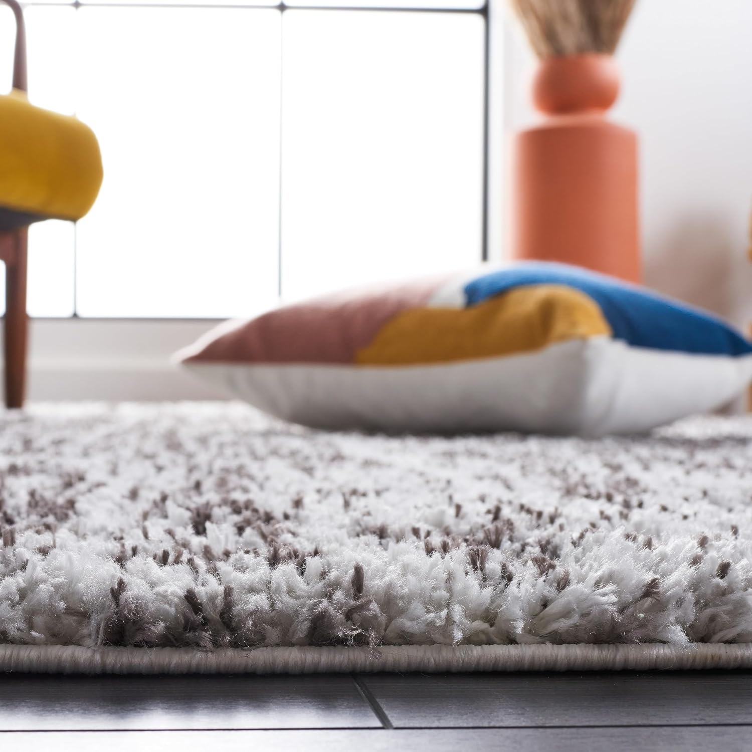 image:imageSAFAVIEH Berber Shag Collection Area Rug 9 x 12 Blue Rust amp Ivory Modern Abstract Design NonShedding amp Easy Care 125inch Thick Ideal for High Traffic Areas in Living Room Bedroom BER569AGreyDark Grey