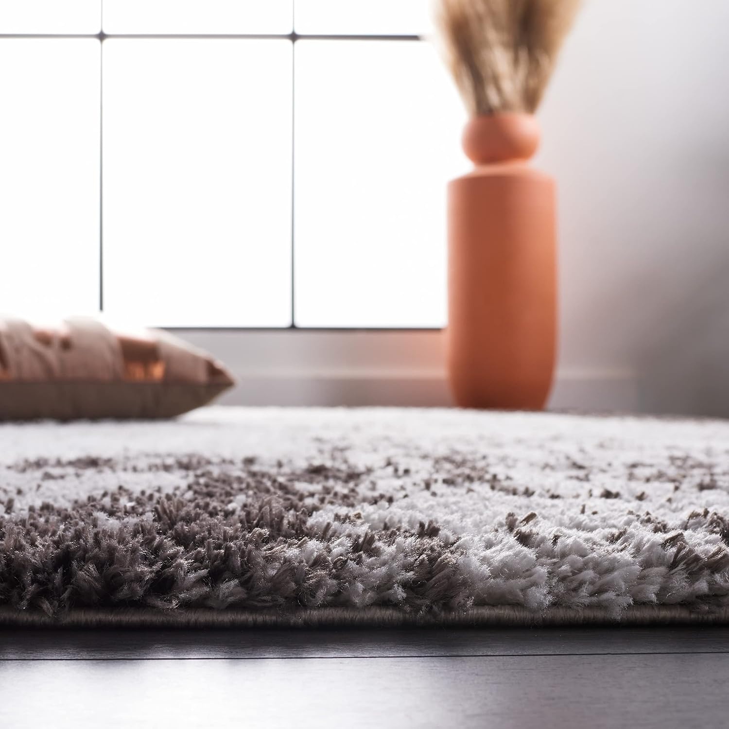 image:imageSAFAVIEH Berber Shag Collection Area Rug 9 x 12 Blue Rust amp Ivory Modern Abstract Design NonShedding amp Easy Care 125inch Thick Ideal for High Traffic Areas in Living Room Bedroom BER543AGreyDark Grey