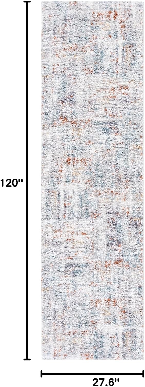 image:imageSAFAVIEH Berber Shag Collection Area Rug 9 x 12 Blue Rust amp Ivory Modern Abstract Design NonShedding amp Easy Care 125inch Thick Ideal for High Traffic Areas in Living Room Bedroom BER569ABlue RustIvory