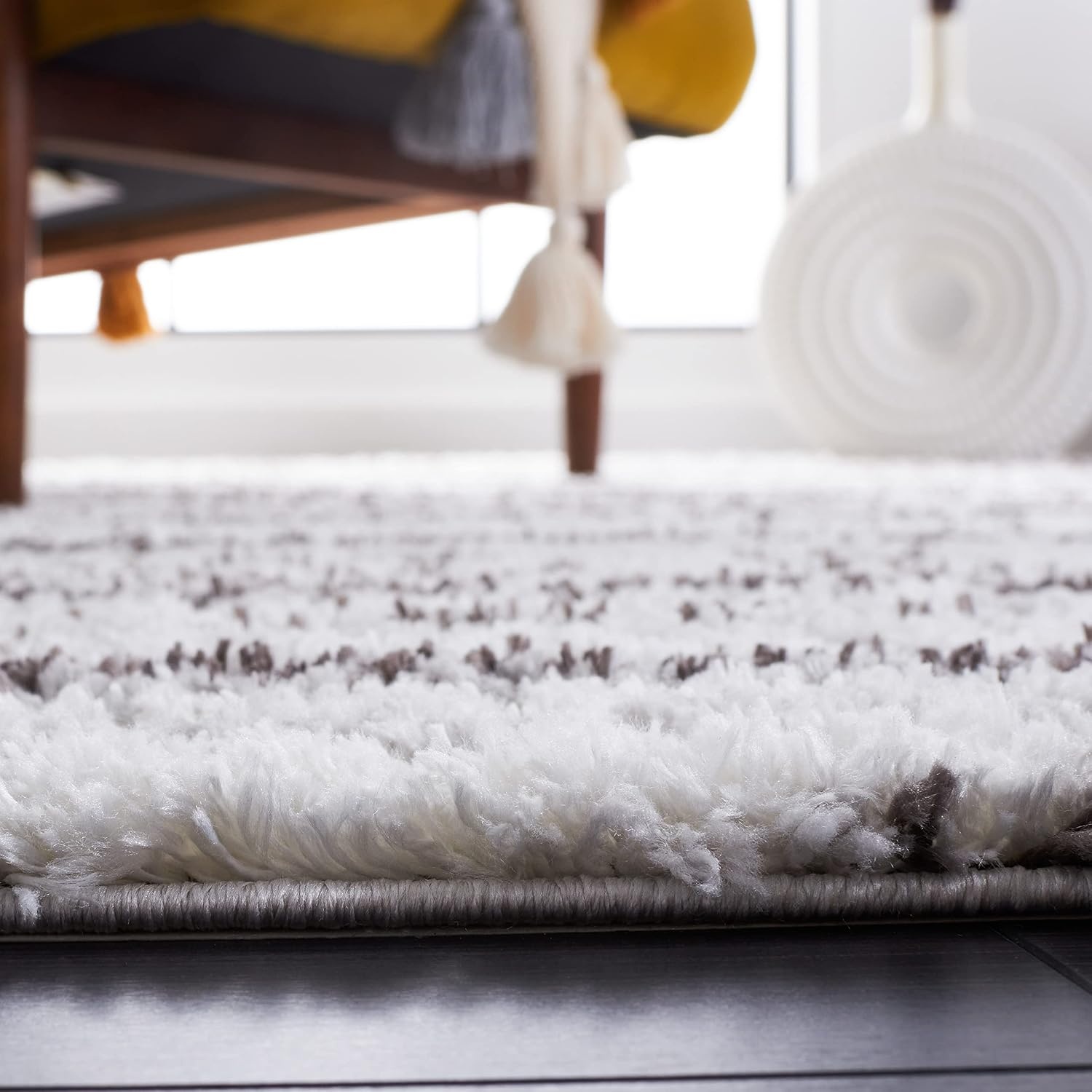image:imageSAFAVIEH Berber Shag Collection Area Rug 9 x 12 Blue Rust amp Ivory Stripe Design NonShedding amp Easy Care 125inch Thick Ideal for High Traffic Areas in Living Room Bedroom BER565AGreyDark Grey