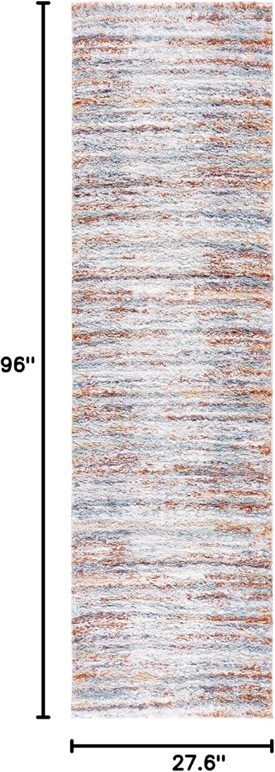 image:imageSAFAVIEH Berber Shag Collection Area Rug 9 x 12 Blue Rust amp Ivory Stripe Design NonShedding amp Easy Care 125inch Thick Ideal for High Traffic Areas in Living Room Bedroom BER565ABlue RustIvory