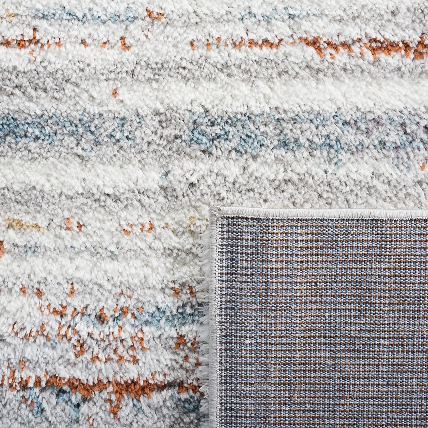 image:imageSAFAVIEH Berber Shag Collection Area Rug 9 x 12 Blue Rust amp Ivory Stripe Design NonShedding amp Easy Care 125inch Thick Ideal for High Traffic Areas in Living Room Bedroom BER565ABlue RustIvory