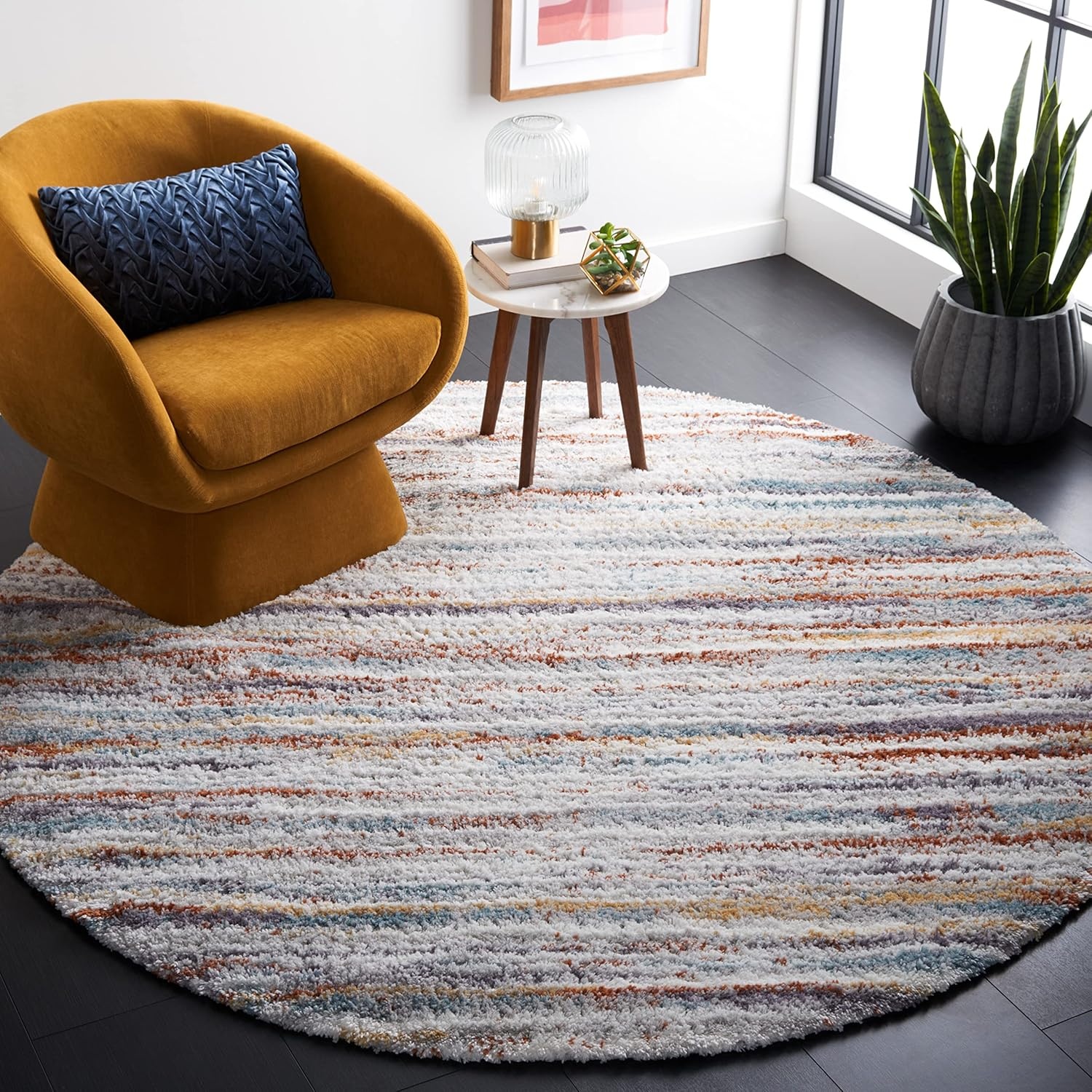 image:imageSAFAVIEH Berber Shag Collection Area Rug 9 x 12 Blue Rust amp Ivory Stripe Design NonShedding amp Easy Care 125inch Thick Ideal for High Traffic Areas in Living Room Bedroom BER565ABlue RustIvory