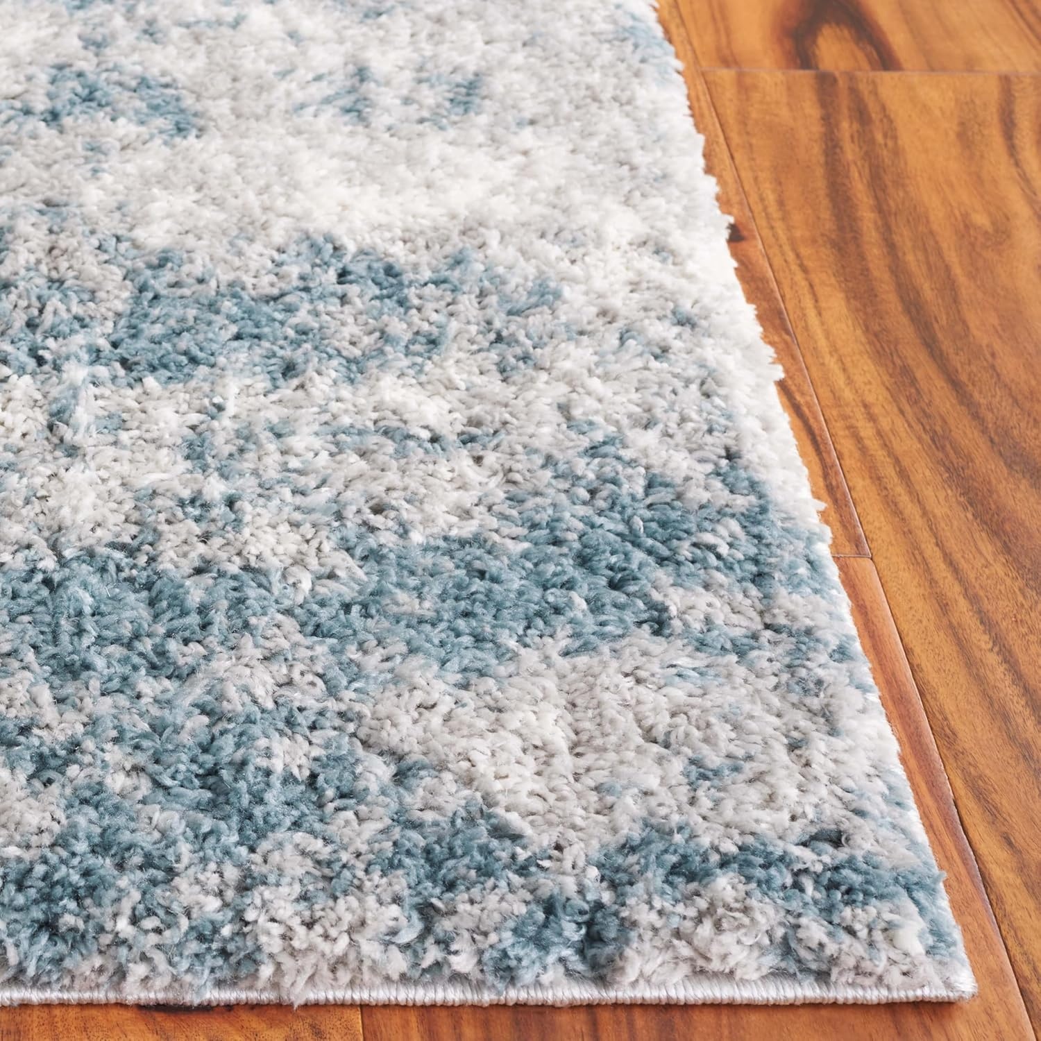 image:imageSAFAVIEH Berber Shag Collection Area Rug 9 x 12 Ivory amp Blue Abstract Design NonShedding amp Easy Care 12inch Thick Ideal for the Living Room Dining Bedroom BER586MIvoryBlue