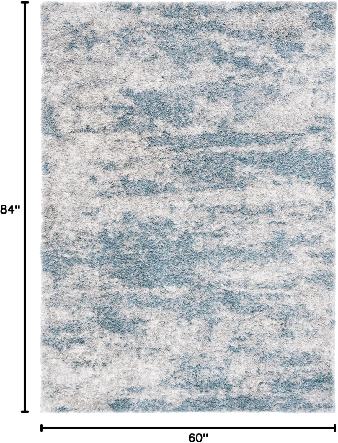 image:imageSAFAVIEH Berber Shag Collection Area Rug 9 x 12 Ivory amp Blue Abstract Design NonShedding amp Easy Care 12inch Thick Ideal for the Living Room Dining Bedroom BER586MIvoryBlue