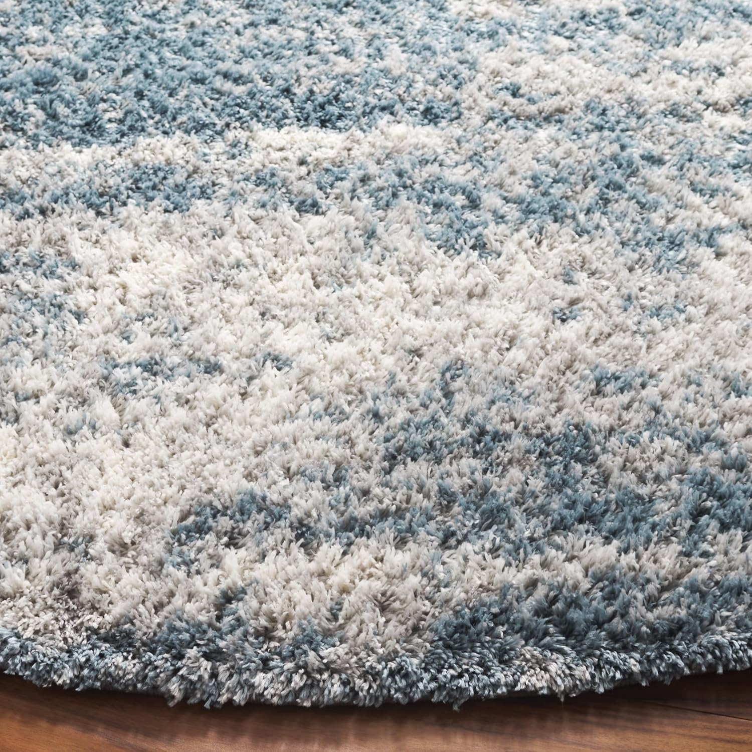 image:imageSAFAVIEH Berber Shag Collection Area Rug 9 x 12 Ivory amp Blue Abstract Design NonShedding amp Easy Care 12inch Thick Ideal for the Living Room Dining Bedroom BER586MIvoryBlue