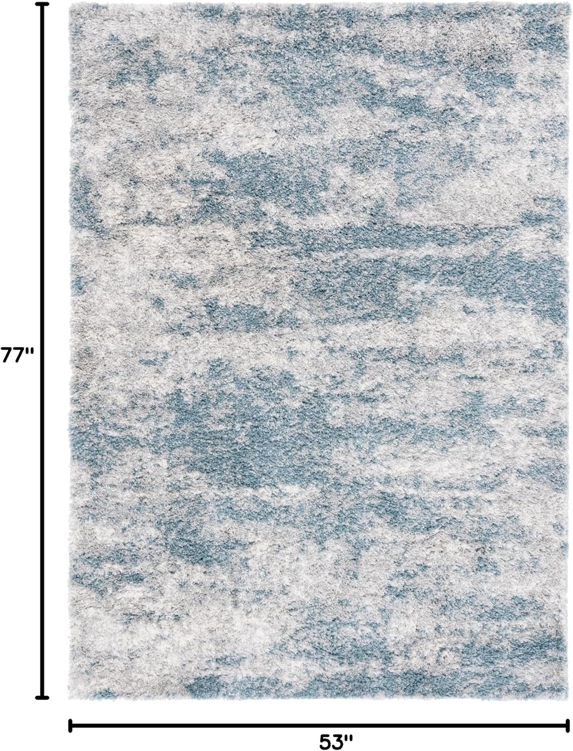 image:imageSAFAVIEH Berber Shag Collection Area Rug 9 x 12 Ivory amp Blue Abstract Design NonShedding amp Easy Care 12inch Thick Ideal for the Living Room Dining Bedroom BER586MIvoryBlue