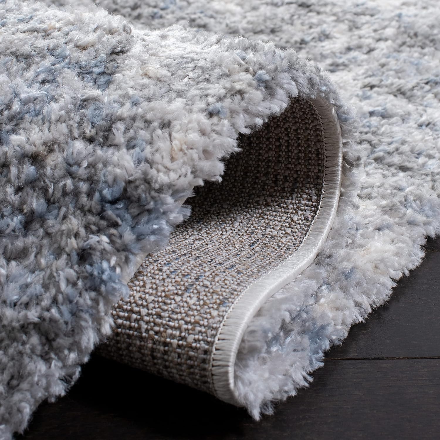 image:imageSAFAVIEH Berber Shag Collection Area Rug 9 x 12 Ivory amp Blue Modern Abstract Design NonShedding amp Easy Care 12inch Thick Ideal for High Traffic Areas in Living Room Bedroom BER274BIvoryGrey
