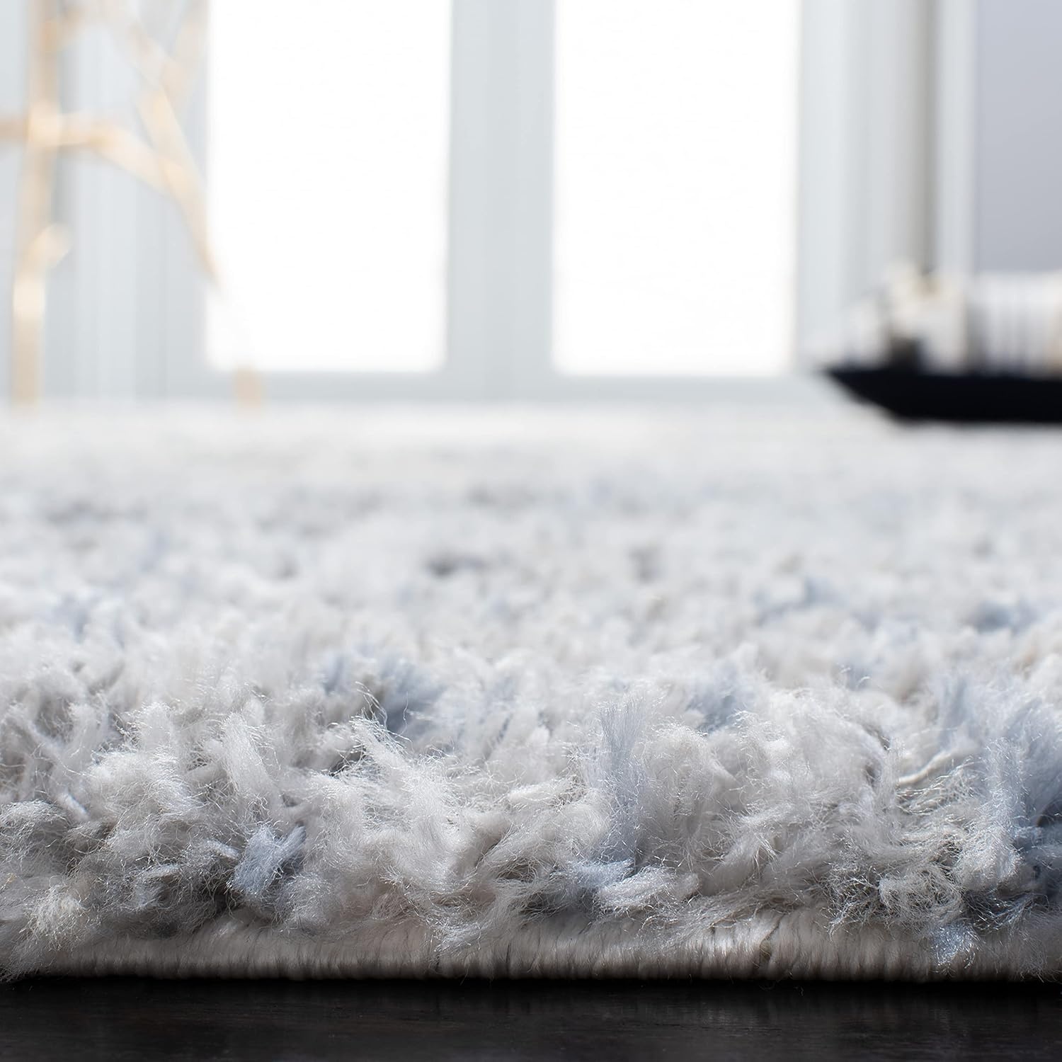image:imageSAFAVIEH Berber Shag Collection Area Rug 9 x 12 Ivory amp Blue Modern Abstract Design NonShedding amp Easy Care 12inch Thick Ideal for High Traffic Areas in Living Room Bedroom BER274BIvoryGrey