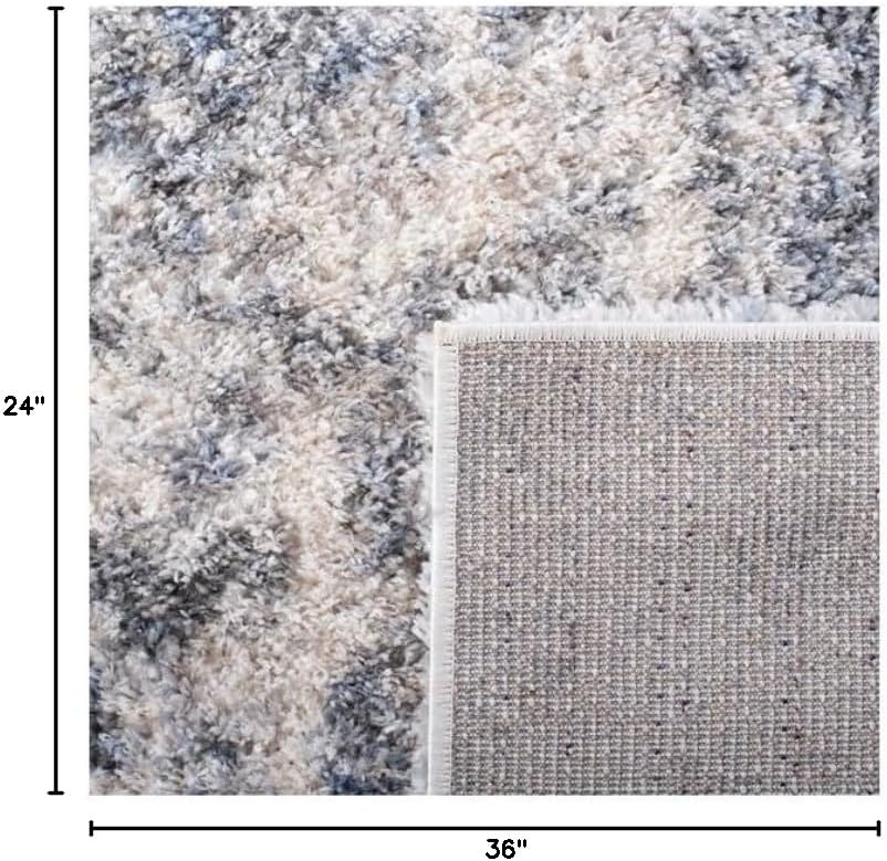image:imageSAFAVIEH Berber Shag Collection Area Rug 9 x 12 Ivory amp Blue Modern Abstract Design NonShedding amp Easy Care 12inch Thick Ideal for High Traffic Areas in Living Room Bedroom BER274BIvoryBlue
