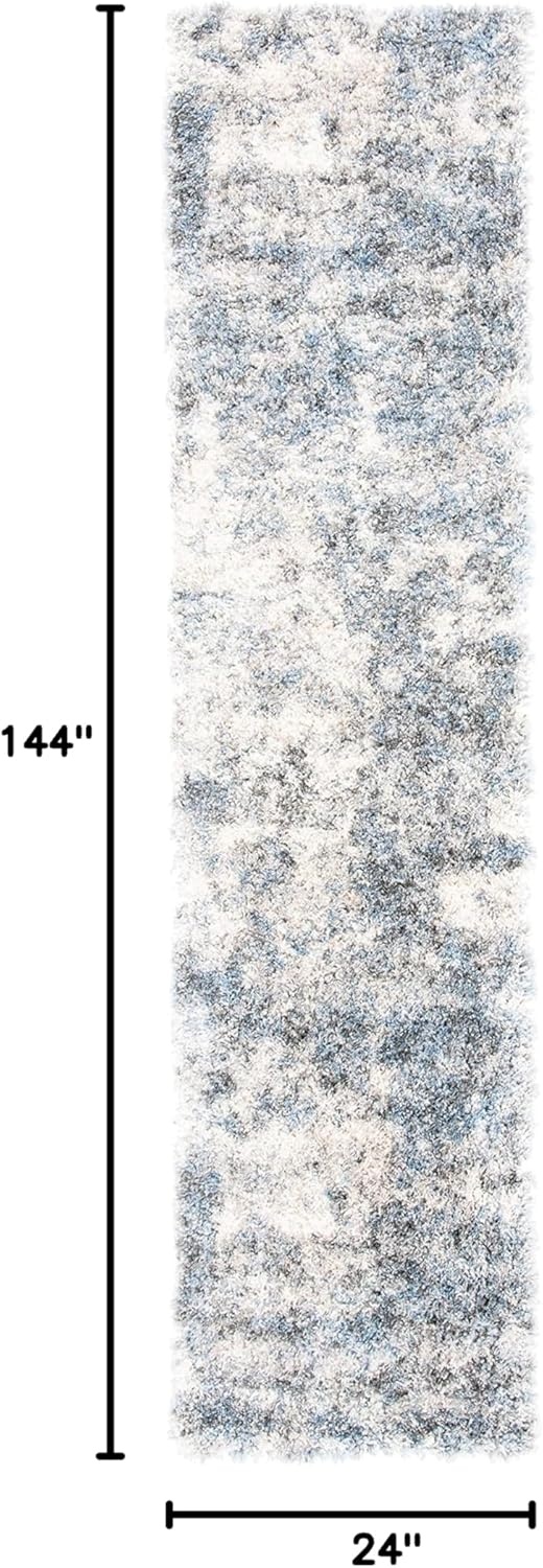 image:imageSAFAVIEH Berber Shag Collection Area Rug 9 x 12 Ivory amp Blue Modern Abstract Design NonShedding amp Easy Care 12inch Thick Ideal for High Traffic Areas in Living Room Bedroom BER274BIvoryBlue