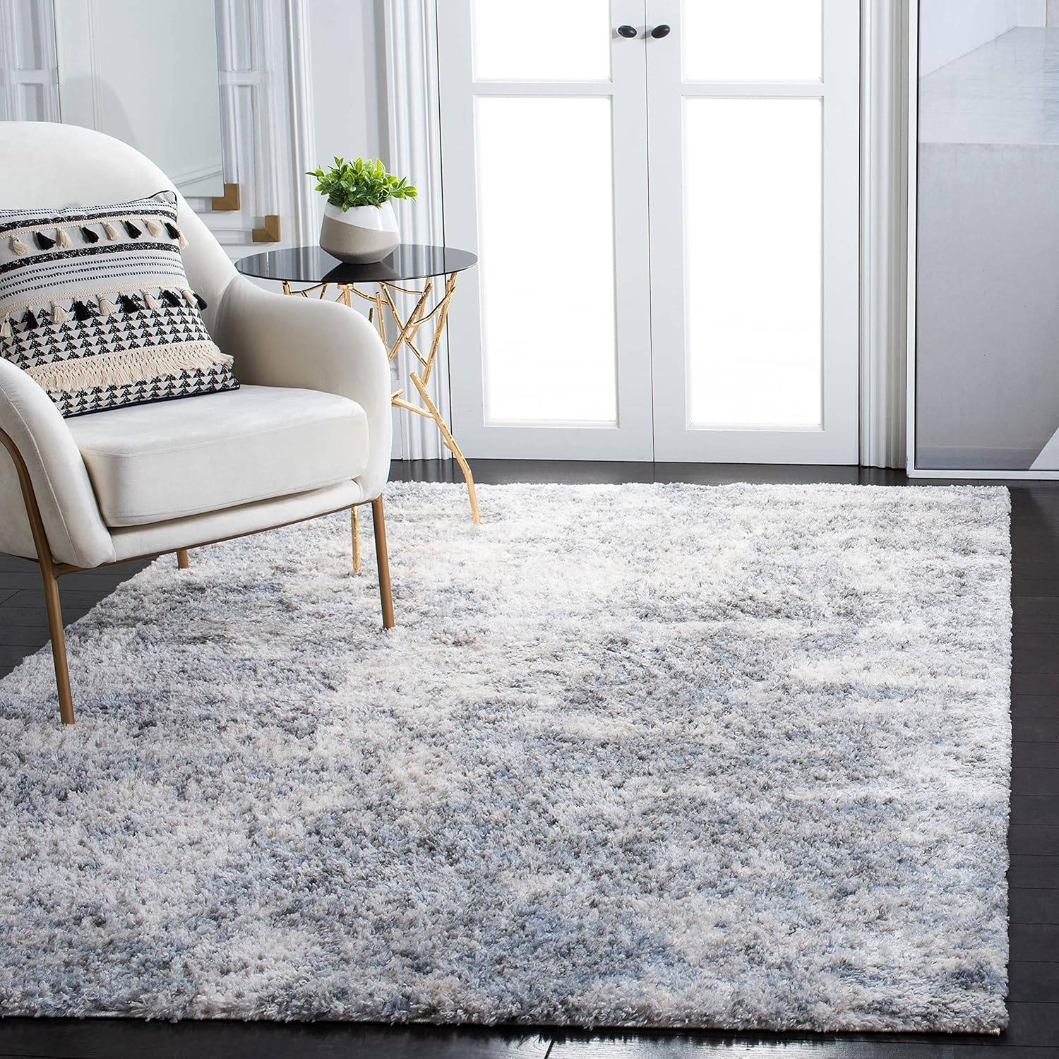 image:imageSAFAVIEH Berber Shag Collection Area Rug 9 x 12 Ivory amp Blue Modern Abstract Design NonShedding amp Easy Care 12inch Thick Ideal for High Traffic Areas in Living Room Bedroom BER274BIvoryGrey