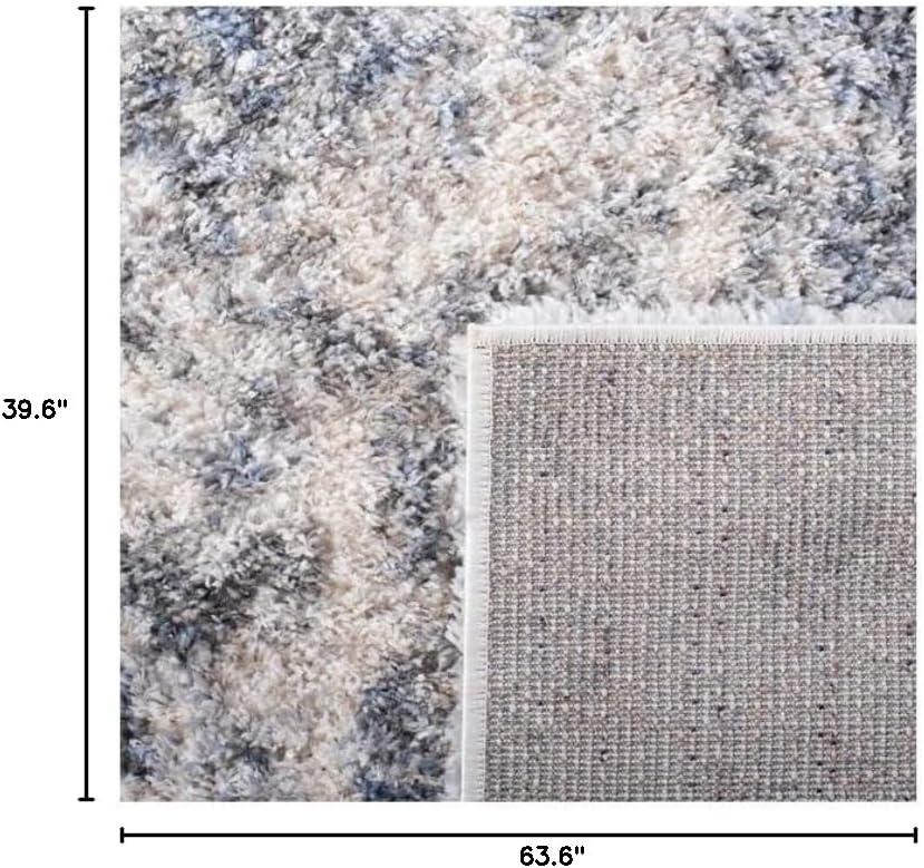 image:imageSAFAVIEH Berber Shag Collection Area Rug 9 x 12 Ivory amp Blue Modern Abstract Design NonShedding amp Easy Care 12inch Thick Ideal for High Traffic Areas in Living Room Bedroom BER274BIvoryBlue