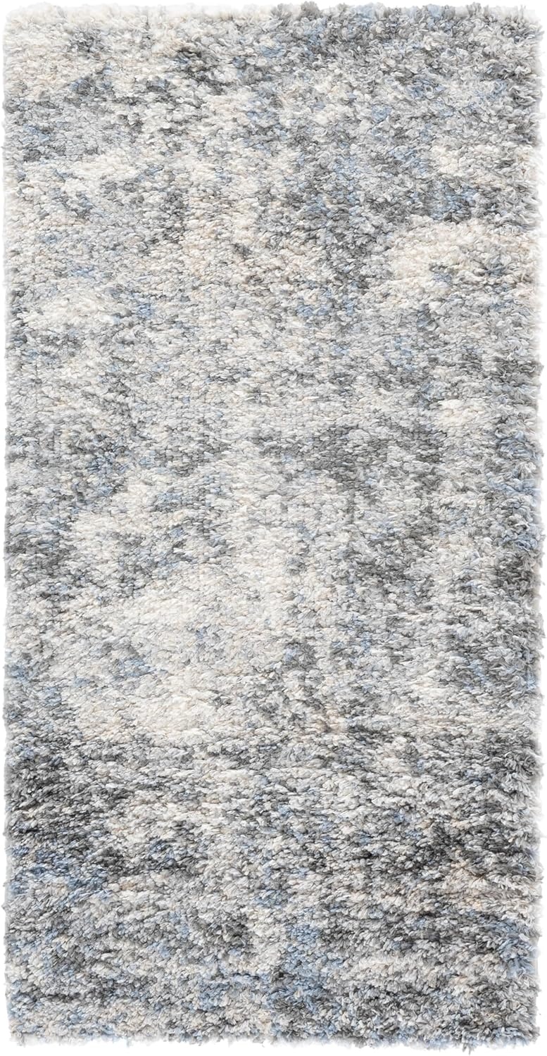 image:imageSAFAVIEH Berber Shag Collection Area Rug 9 x 12 Ivory amp Blue Modern Abstract Design NonShedding amp Easy Care 12inch Thick Ideal for High Traffic Areas in Living Room Bedroom BER274BIvoryGrey