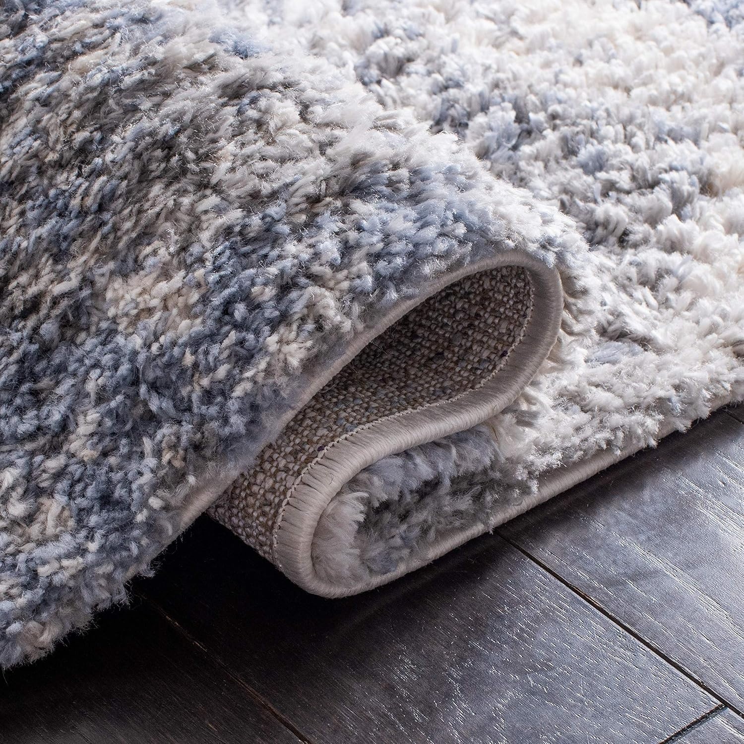 image:imageSAFAVIEH Berber Shag Collection Area Rug 9 x 12 Ivory amp Blue Modern Abstract Design NonShedding amp Easy Care 12inch Thick Ideal for High Traffic Areas in Living Room Bedroom BER274BIvoryBlue