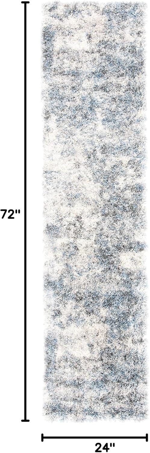 image:imageSAFAVIEH Berber Shag Collection Area Rug 9 x 12 Ivory amp Blue Modern Abstract Design NonShedding amp Easy Care 12inch Thick Ideal for High Traffic Areas in Living Room Bedroom BER274BIvoryBlue