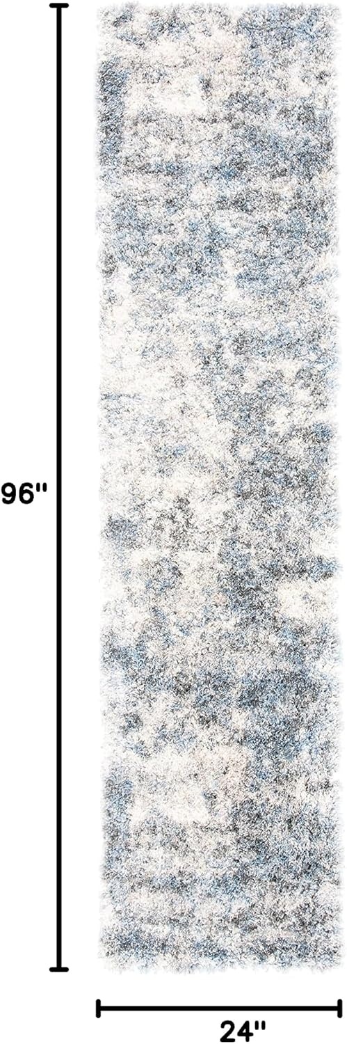 image:imageSAFAVIEH Berber Shag Collection Area Rug 9 x 12 Ivory amp Blue Modern Abstract Design NonShedding amp Easy Care 12inch Thick Ideal for High Traffic Areas in Living Room Bedroom BER274BIvoryBlue