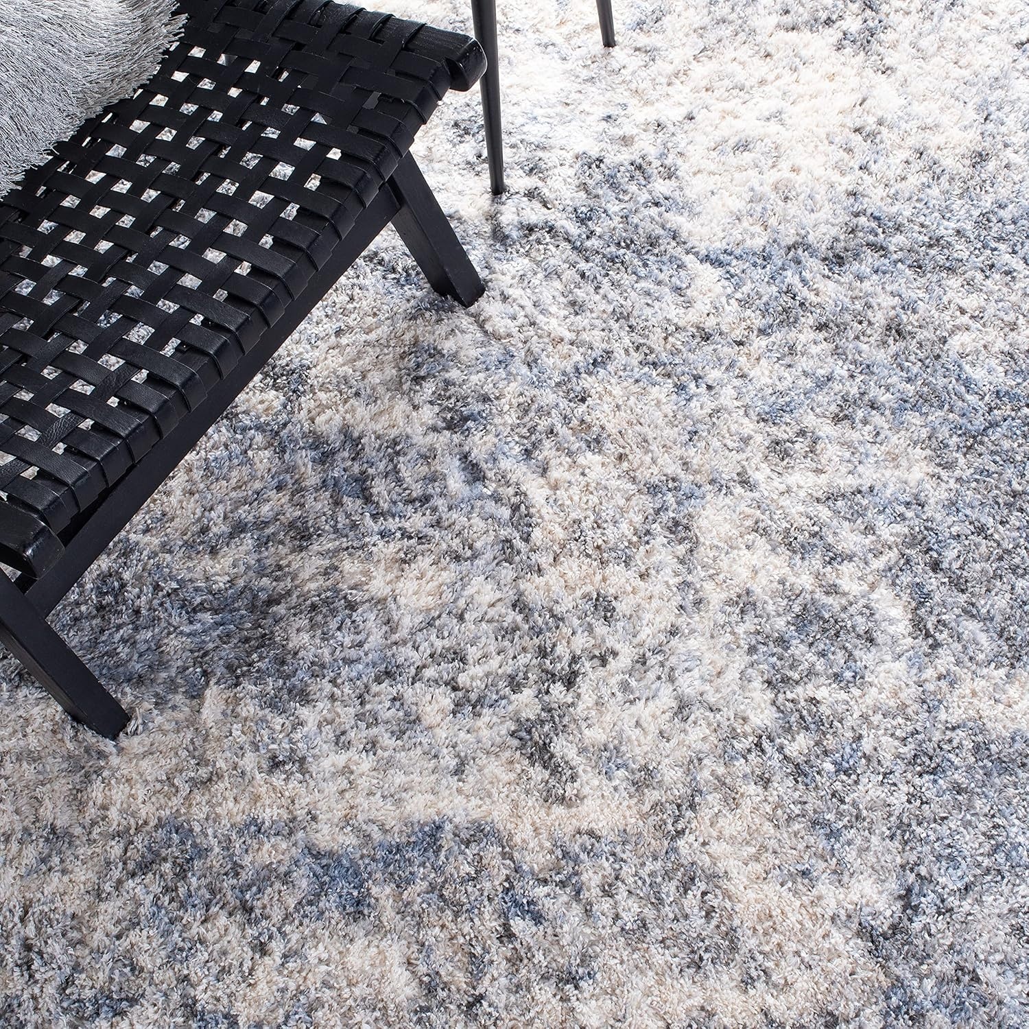 image:imageSAFAVIEH Berber Shag Collection Area Rug 9 x 12 Ivory amp Blue Modern Abstract Design NonShedding amp Easy Care 12inch Thick Ideal for High Traffic Areas in Living Room Bedroom BER274BIvoryBlue