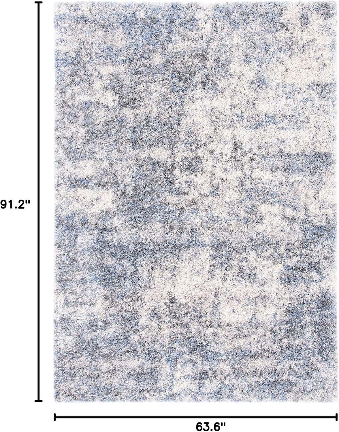 image:imageSAFAVIEH Berber Shag Collection Area Rug 9 x 12 Ivory amp Blue Modern Abstract Design NonShedding amp Easy Care 12inch Thick Ideal for High Traffic Areas in Living Room Bedroom BER274BIvoryBlue