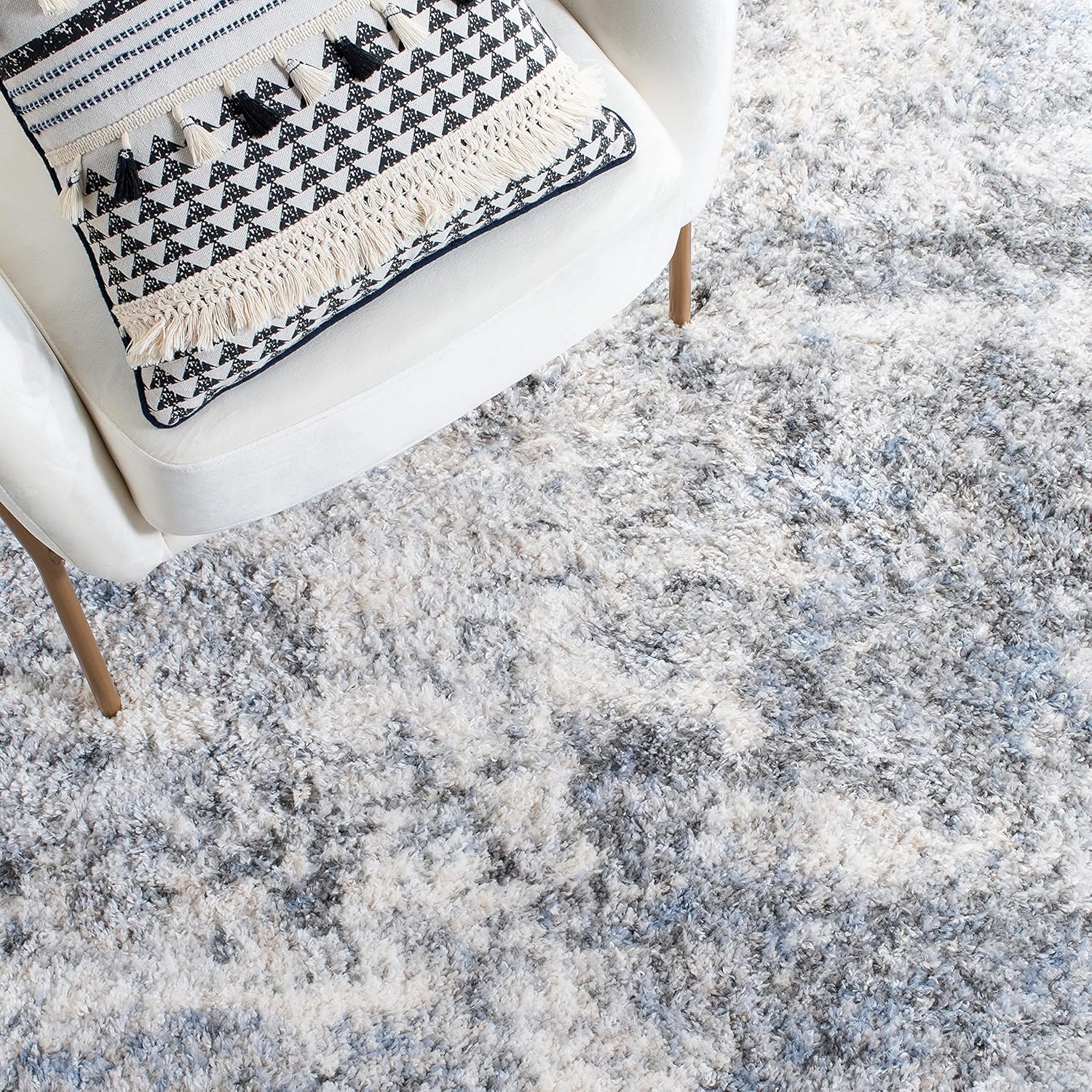 image:imageSAFAVIEH Berber Shag Collection Area Rug 9 x 12 Ivory amp Blue Modern Abstract Design NonShedding amp Easy Care 12inch Thick Ideal for High Traffic Areas in Living Room Bedroom BER274BIvoryGrey