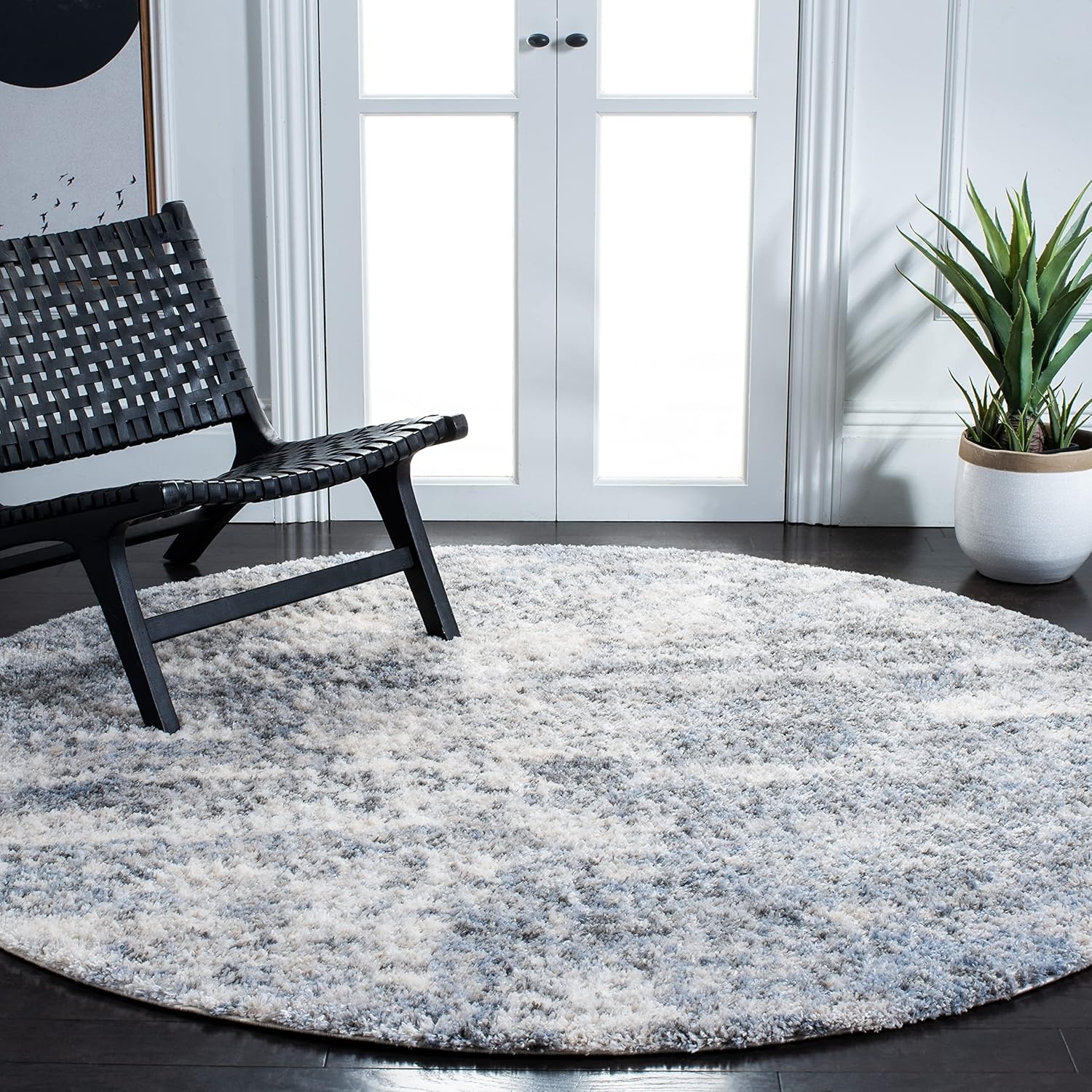 image:imageSAFAVIEH Berber Shag Collection Area Rug 9 x 12 Ivory amp Blue Modern Abstract Design NonShedding amp Easy Care 12inch Thick Ideal for High Traffic Areas in Living Room Bedroom BER274BIvoryGrey