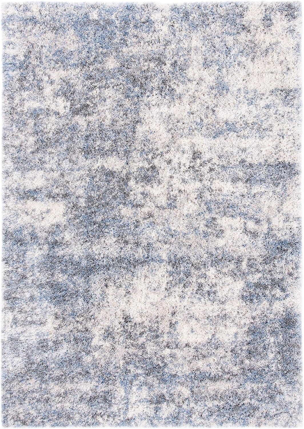 image:imageSAFAVIEH Berber Shag Collection Area Rug 9 x 12 Ivory amp Blue Modern Abstract Design NonShedding amp Easy Care 12inch Thick Ideal for High Traffic Areas in Living Room Bedroom BER274BIvoryBlue