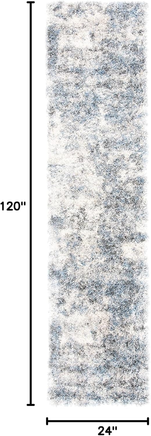 image:imageSAFAVIEH Berber Shag Collection Area Rug 9 x 12 Ivory amp Blue Modern Abstract Design NonShedding amp Easy Care 12inch Thick Ideal for High Traffic Areas in Living Room Bedroom BER274BIvoryBlue