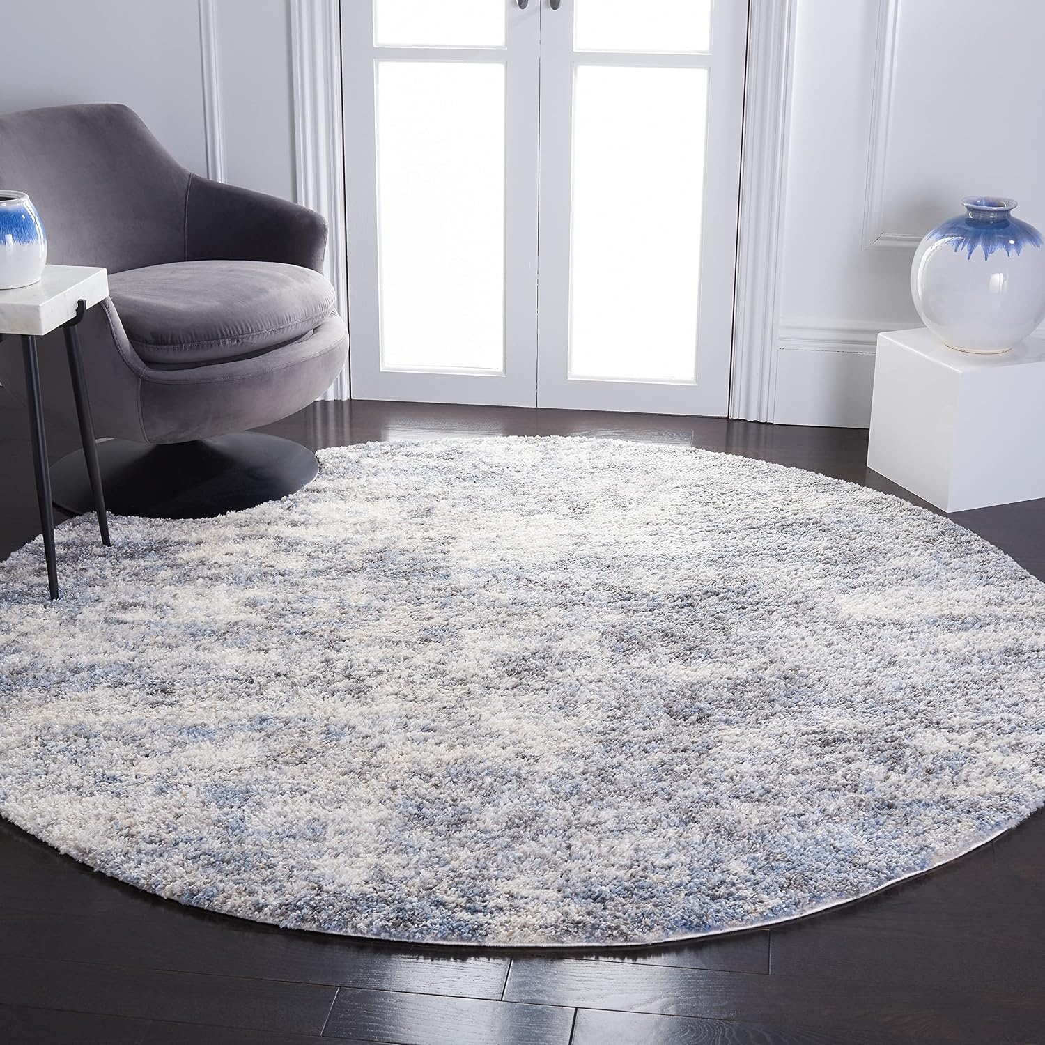 image:imageSAFAVIEH Berber Shag Collection Area Rug 9 x 12 Ivory amp Blue Modern Abstract Design NonShedding amp Easy Care 12inch Thick Ideal for High Traffic Areas in Living Room Bedroom BER274BIvoryBlue