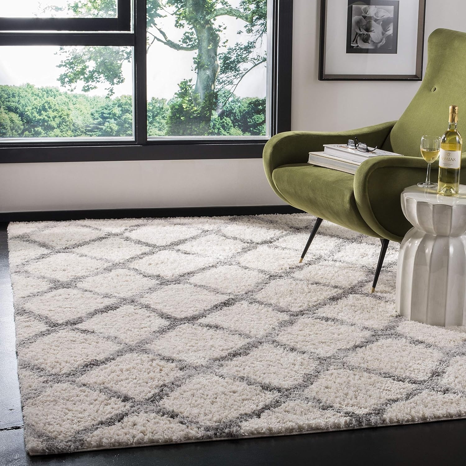 image:imageSAFAVIEH Berber Shag Collection Area Rug 9 x 12 Ivory amp Grey Moroccan Design NonShedding amp Easy Care 12inch Thick Ideal for High Traffic Areas in Living Room Bedroom BER215BCreamGrey