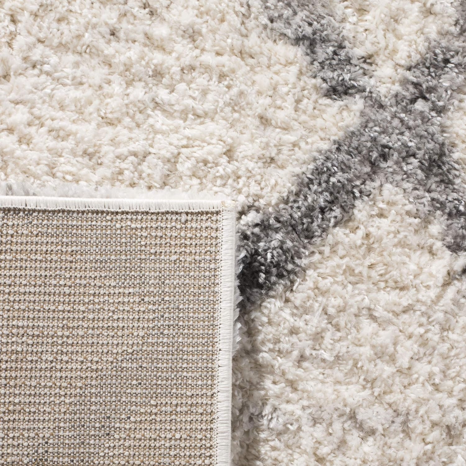 image:imageSAFAVIEH Berber Shag Collection Area Rug 9 x 12 Ivory amp Grey Moroccan Design NonShedding amp Easy Care 12inch Thick Ideal for High Traffic Areas in Living Room Bedroom BER215BCreamGrey