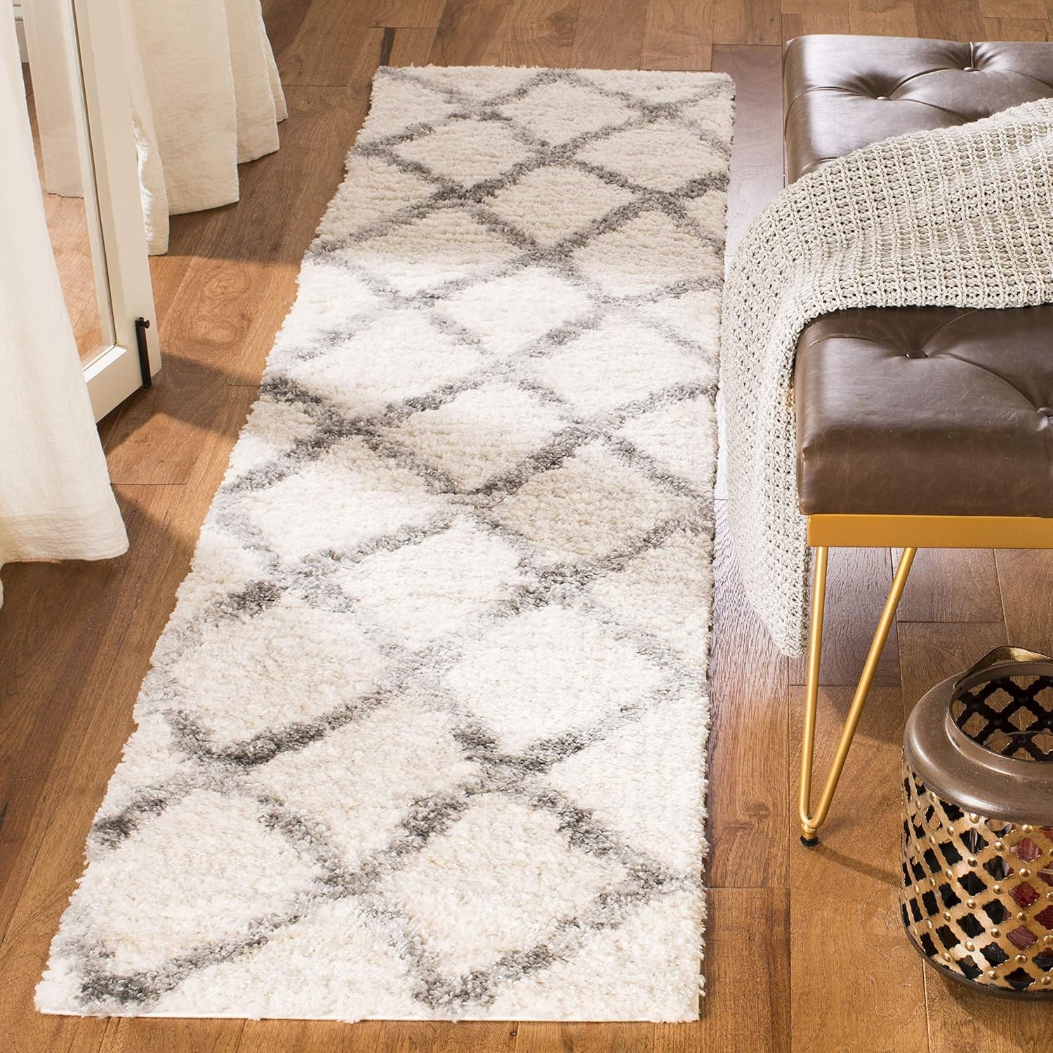 image:imageSAFAVIEH Berber Shag Collection Area Rug 9 x 12 Ivory amp Grey Moroccan Design NonShedding amp Easy Care 12inch Thick Ideal for High Traffic Areas in Living Room Bedroom BER215BCreamGrey