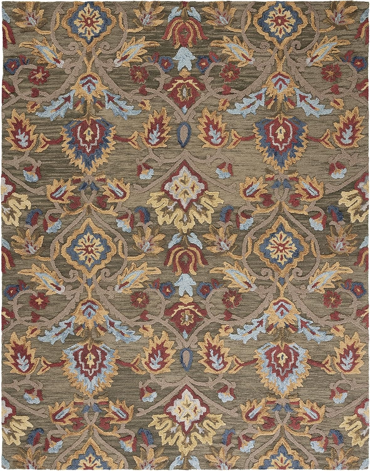image:imageSAFAVIEH Blossom Collection Area Rug 9 x 12 Green amp Multi Handmade Wool Ideal for High Traffic Areas in Living Room Bedroom BLM402B