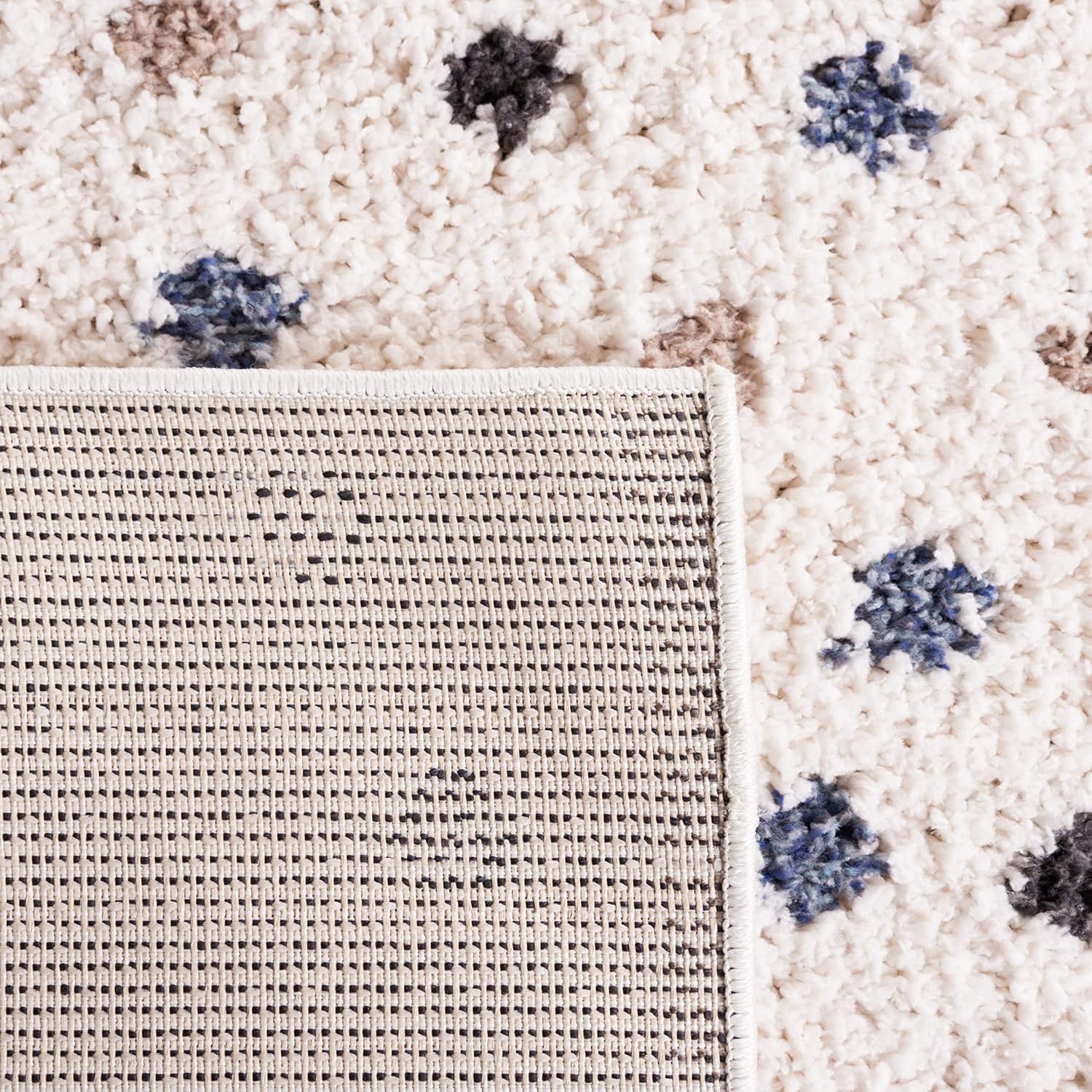 image:imageSAFAVIEH Calico Shag Collection Area Rug 9 x 12 Blue amp Ivory Polka Dot Design NonShedding amp Easy Care 16inch Thick Ideal for High Traffic Areas in Living Room Bedroom CLC102MIvoryTaupe