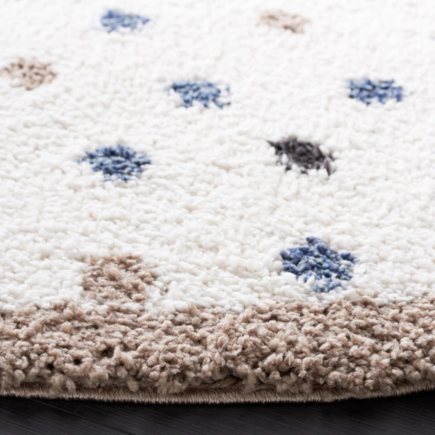 image:imageSAFAVIEH Calico Shag Collection Area Rug 9 x 12 Blue amp Ivory Polka Dot Design NonShedding amp Easy Care 16inch Thick Ideal for High Traffic Areas in Living Room Bedroom CLC102MIvoryTaupe